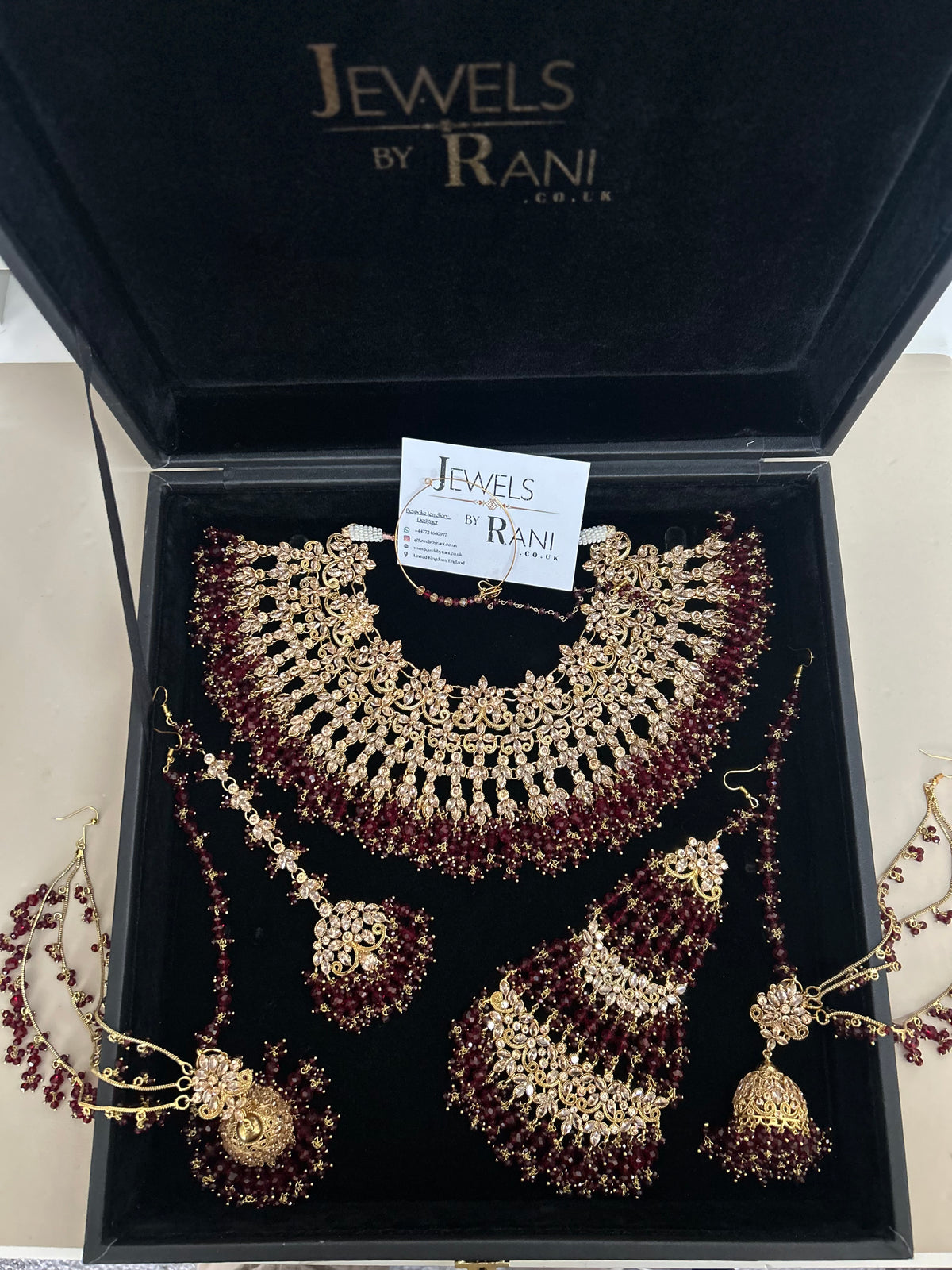 Stunning, Pakistani Trending Maroon Full Bridal Jewellery Set/ Style 87 Large Necklace