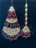 Bridal Maroon, Jhumar + Tikka - Jewelsbyrani
