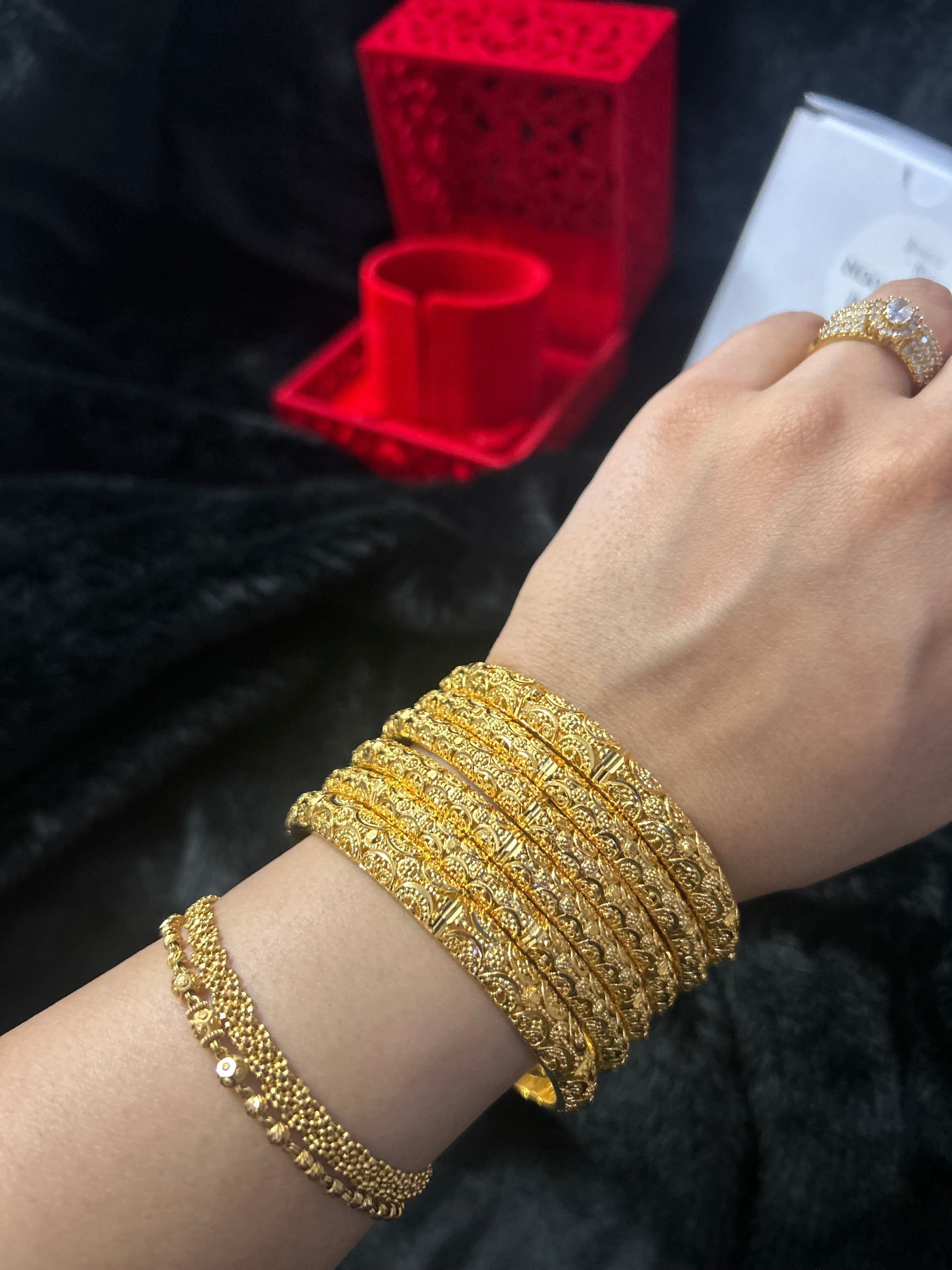 Gold Finish -Noor E Sona - Gold Plated - 6 Bangles