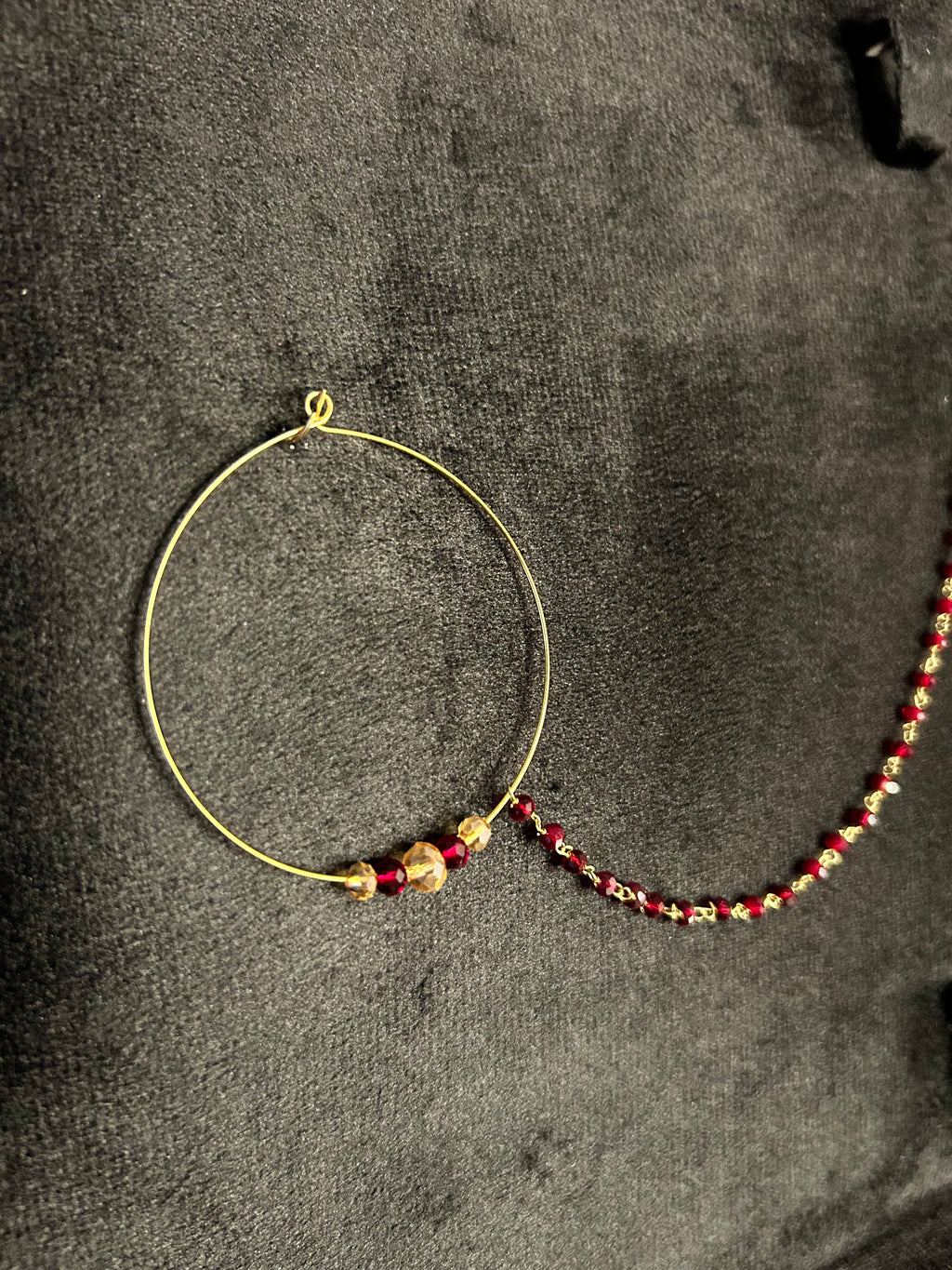 Maroon and Gold Bridal Nose Ring Nathli Nose Hoop | Design 7
