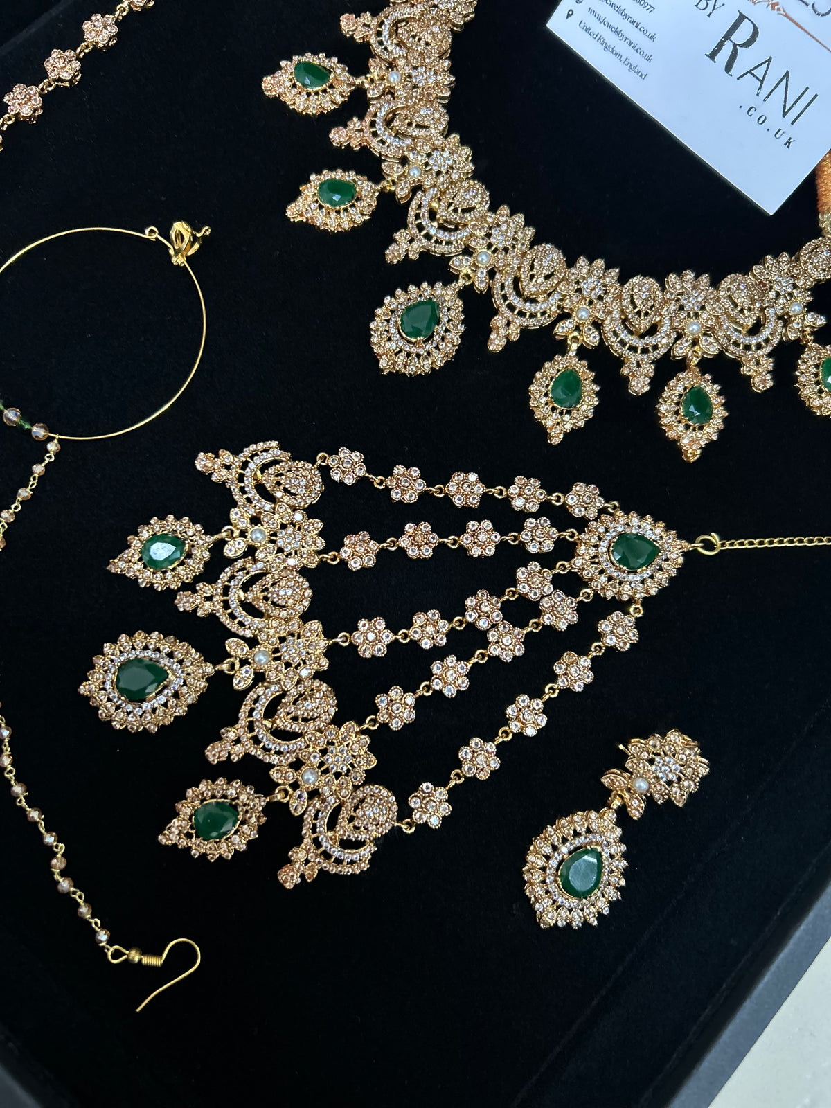 Trending, Emerald Green & Gold Statement Set Style 5207