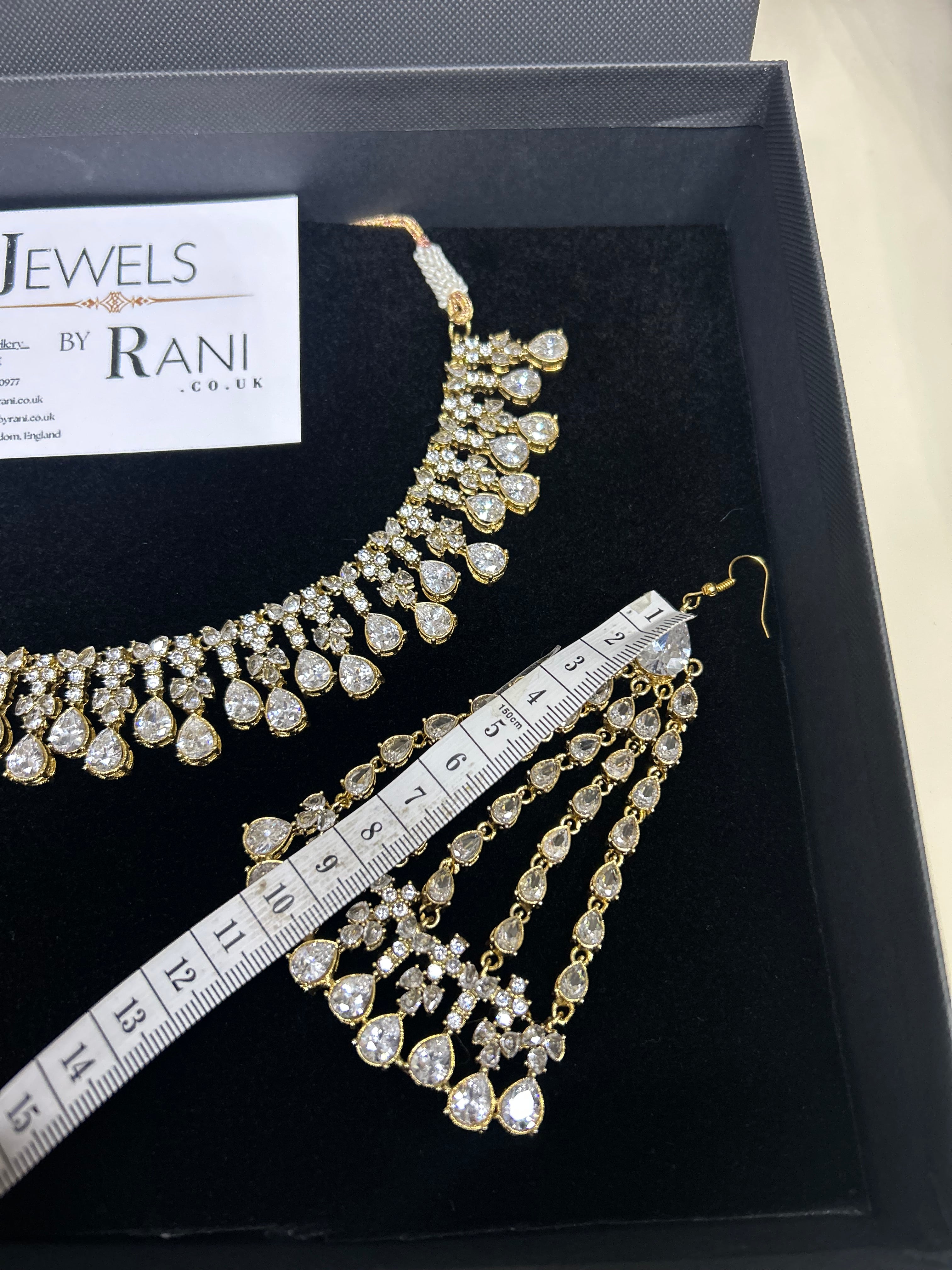 Beautiful Silver Stoned Bridal Jewellery Set 22crt Gold Plated