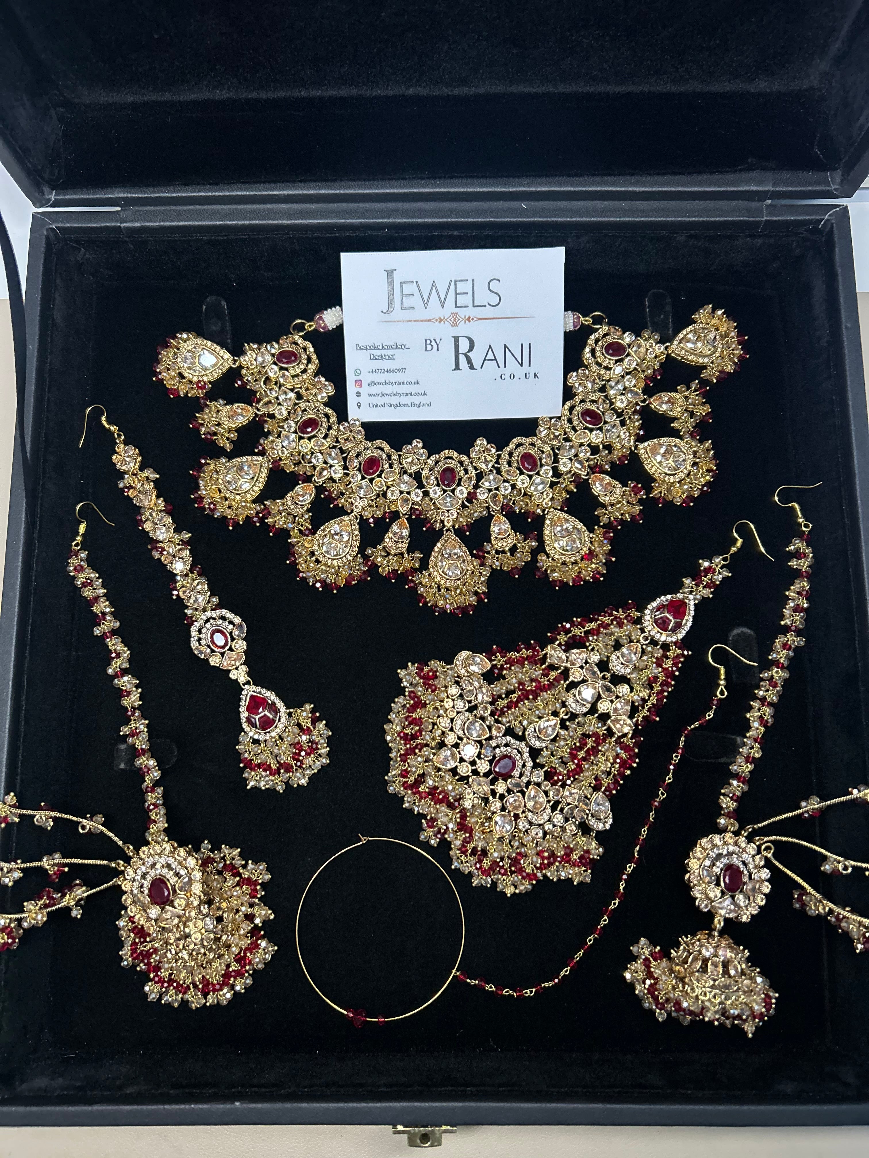 Style 4 - New Deep Red and Gold Bridal Jewellery Set