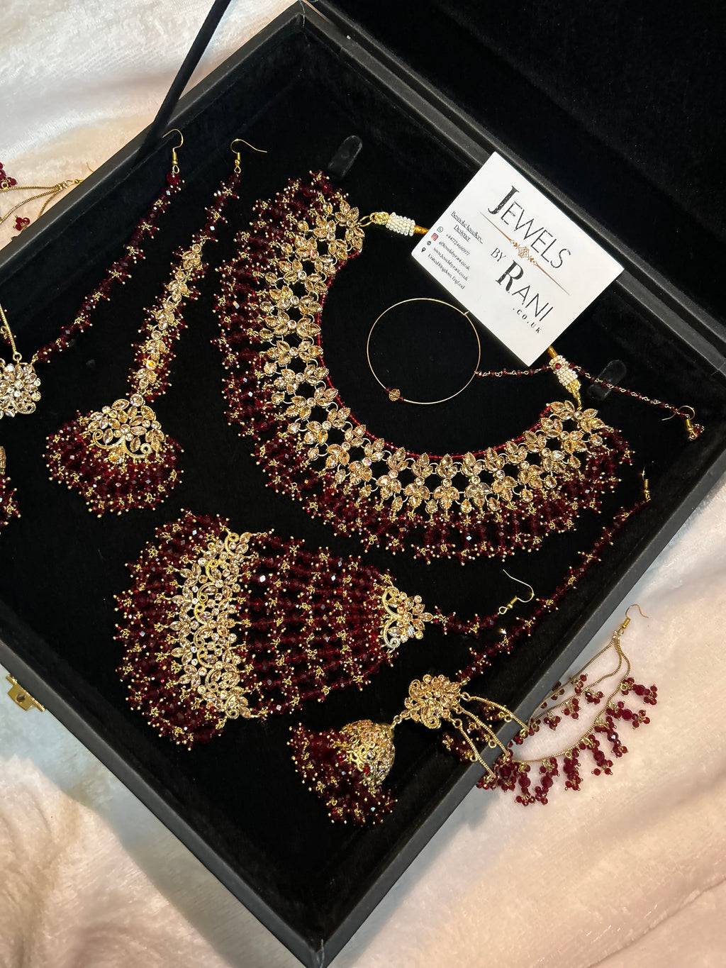 22crt Gold Plated  - Maroon and Gold Bridal Set Style 3863