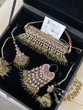 Pre Order 6 Weeks - 22crt Gold Plated- Purple and Green Mehndi Choker Set