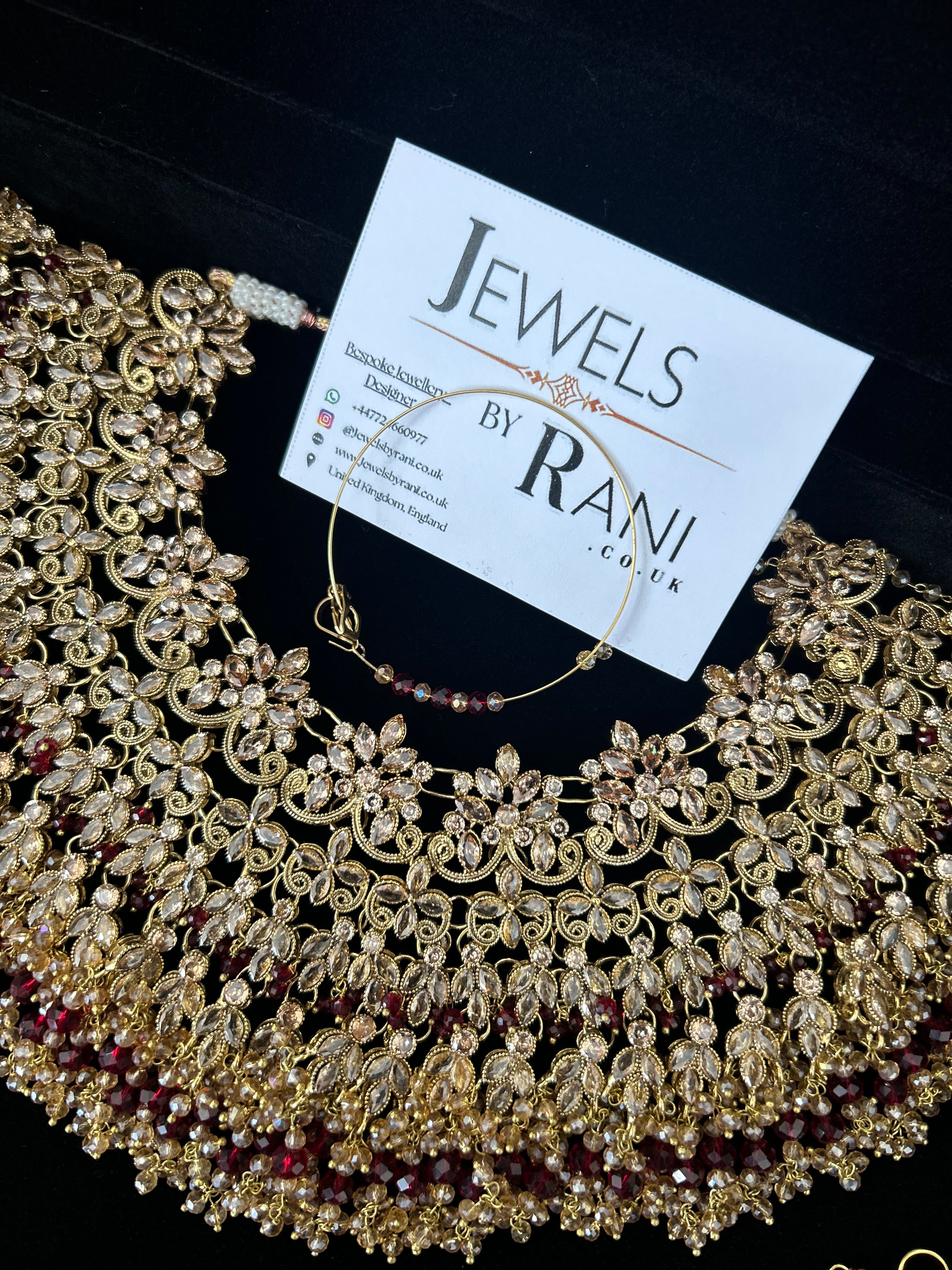 Pre order 6 Weeks - 22crt Gold Plated  - Maroon and Gold Bridal Set