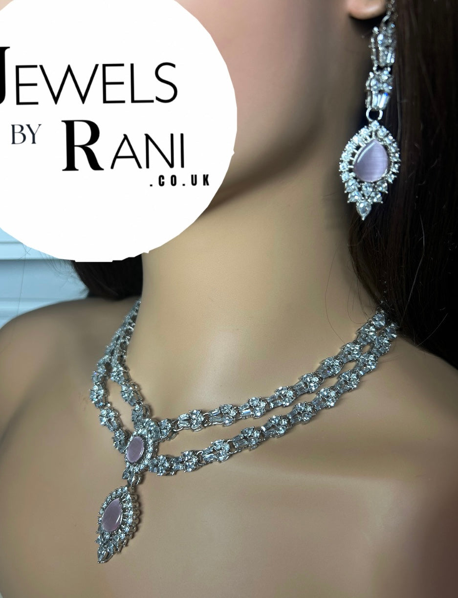 Beautiful Pink and Silver Statement Set