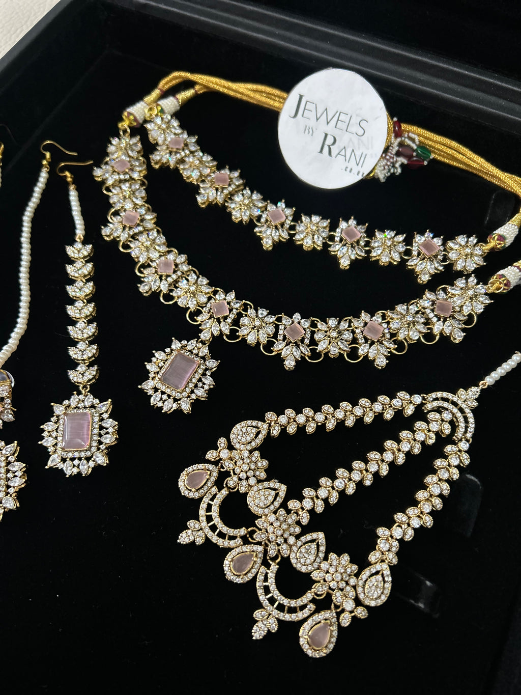 Beautiful Pink Stoned Bridal Jewellery Set Gold Plated