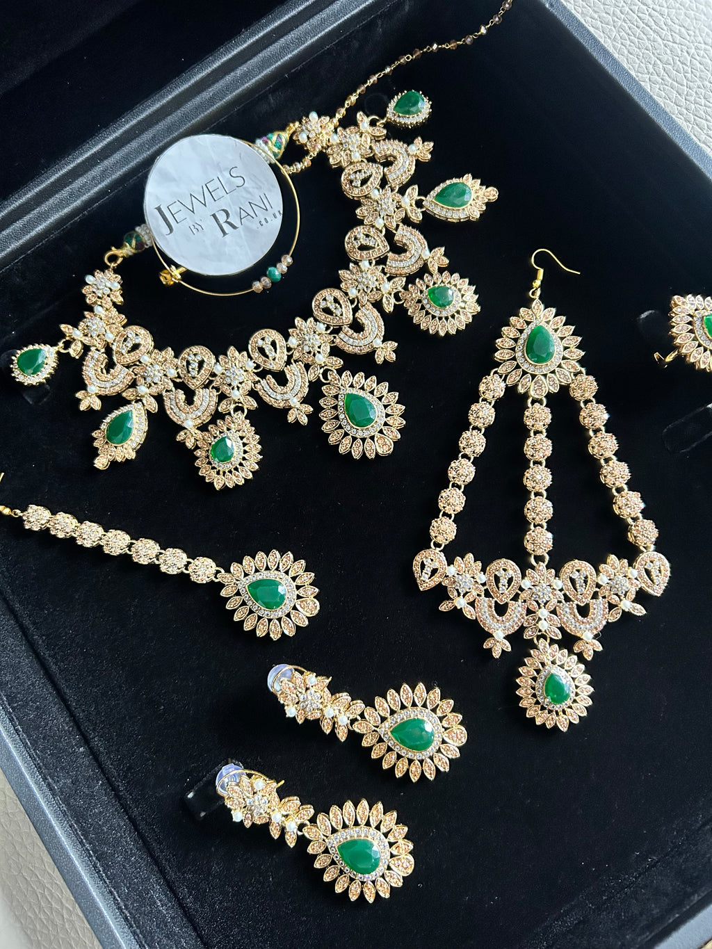 Pre Order- 24crt Gold Plated - Stunning Emerald Green Statement Set