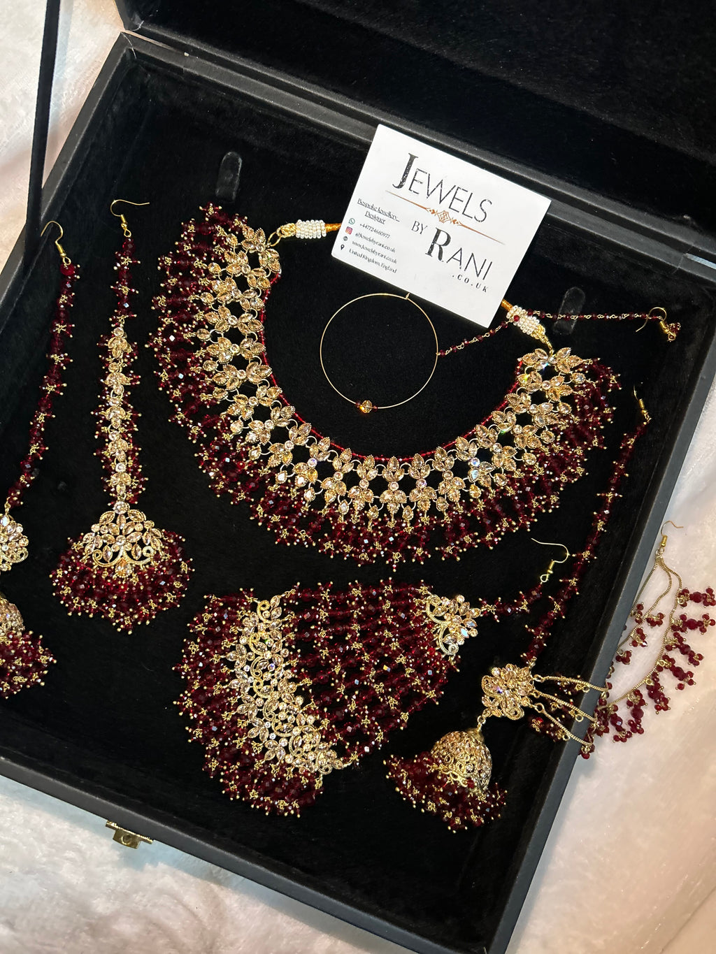 22crt Gold Plated  - Maroon and Gold Bridal Set Style 3863