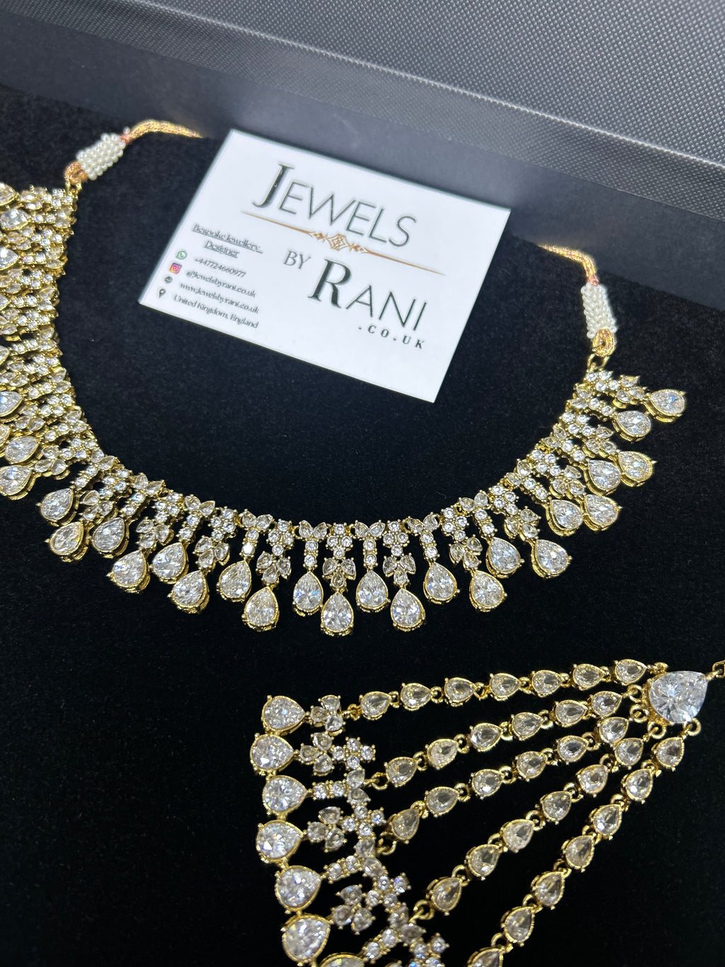 Beautiful Silver Stoned Bridal Jewellery Set 22crt Gold Plated