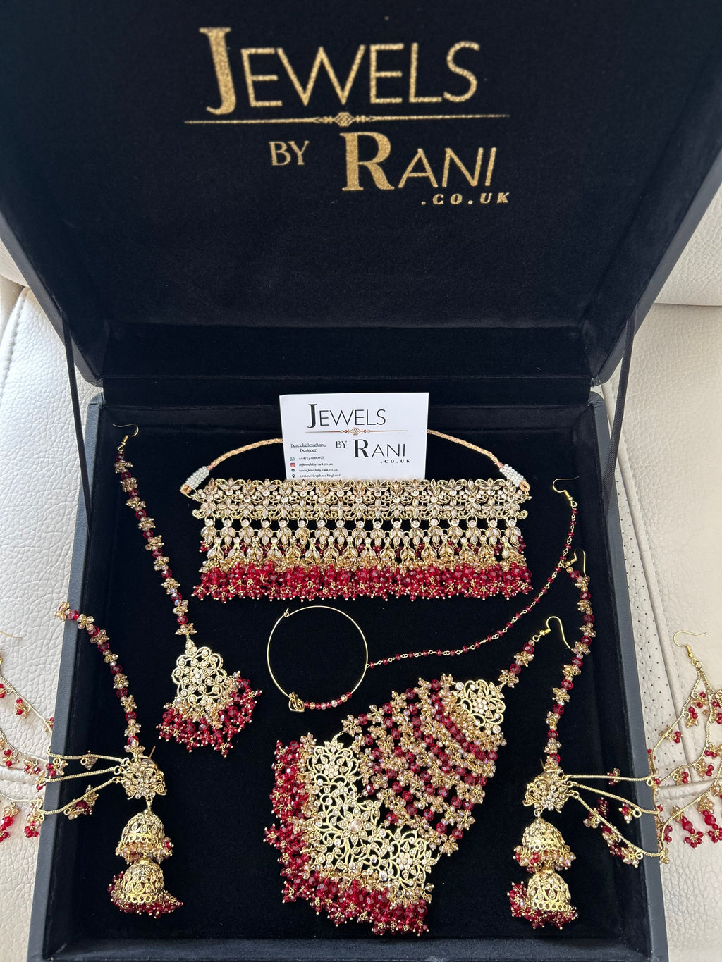 Pre order 6 Weeks - 22crt Gold Plated  - Deep Red and Gold Bridal Choker Set