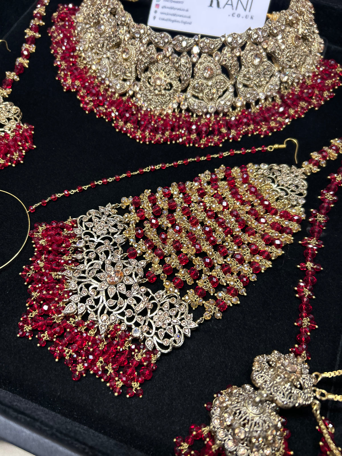 Trending Deep Red Full Bridal Jewellery Set/ Style 385