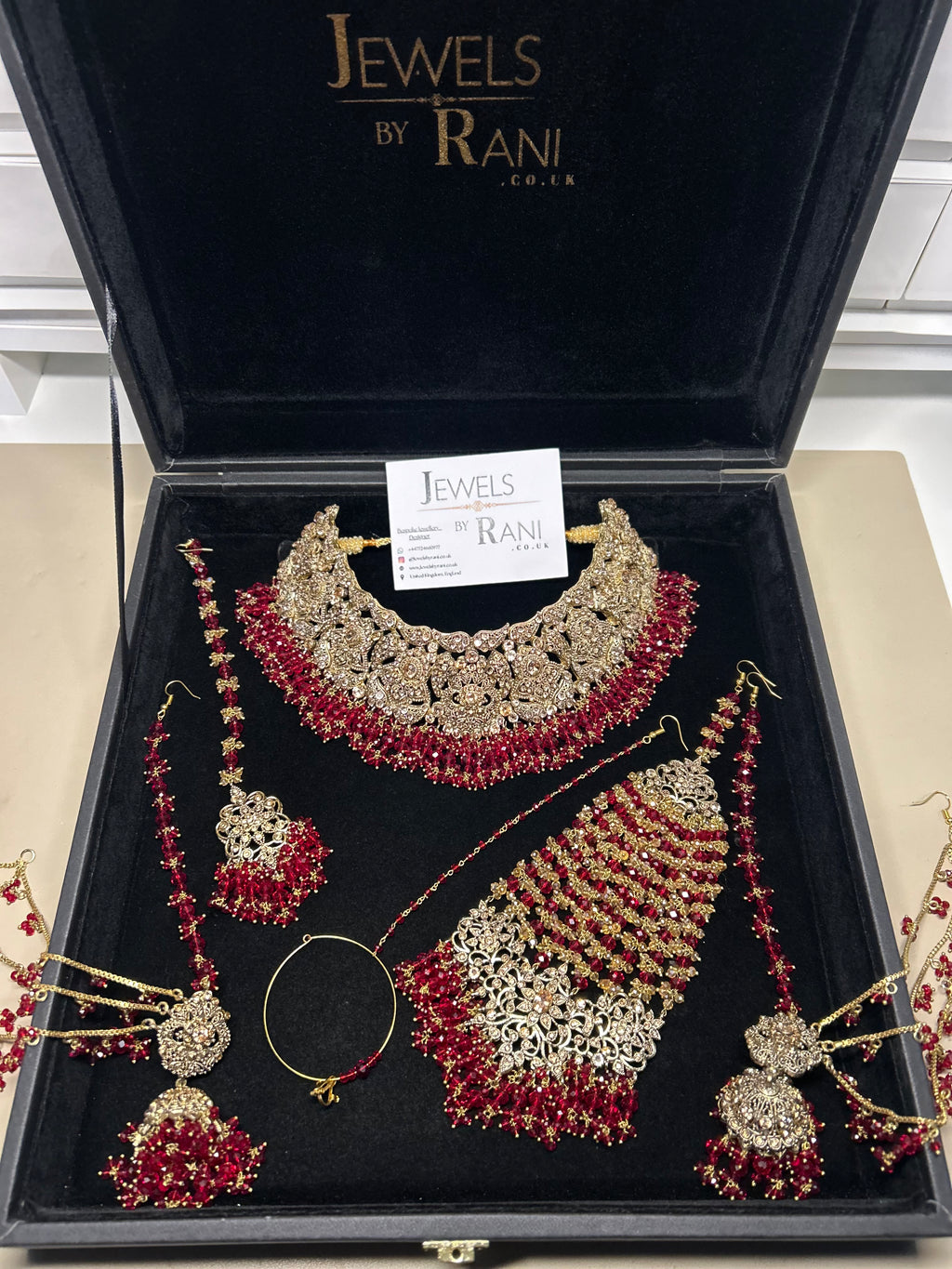 Trending Deep Red Full Bridal Jewellery Set/ Style 385