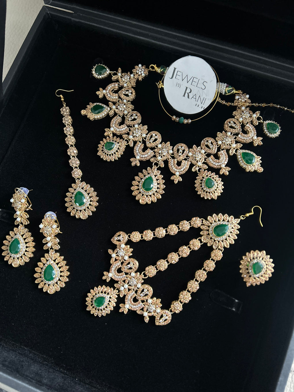 Pre Order- 24crt Gold Plated - Stunning Emerald Green Statement Set