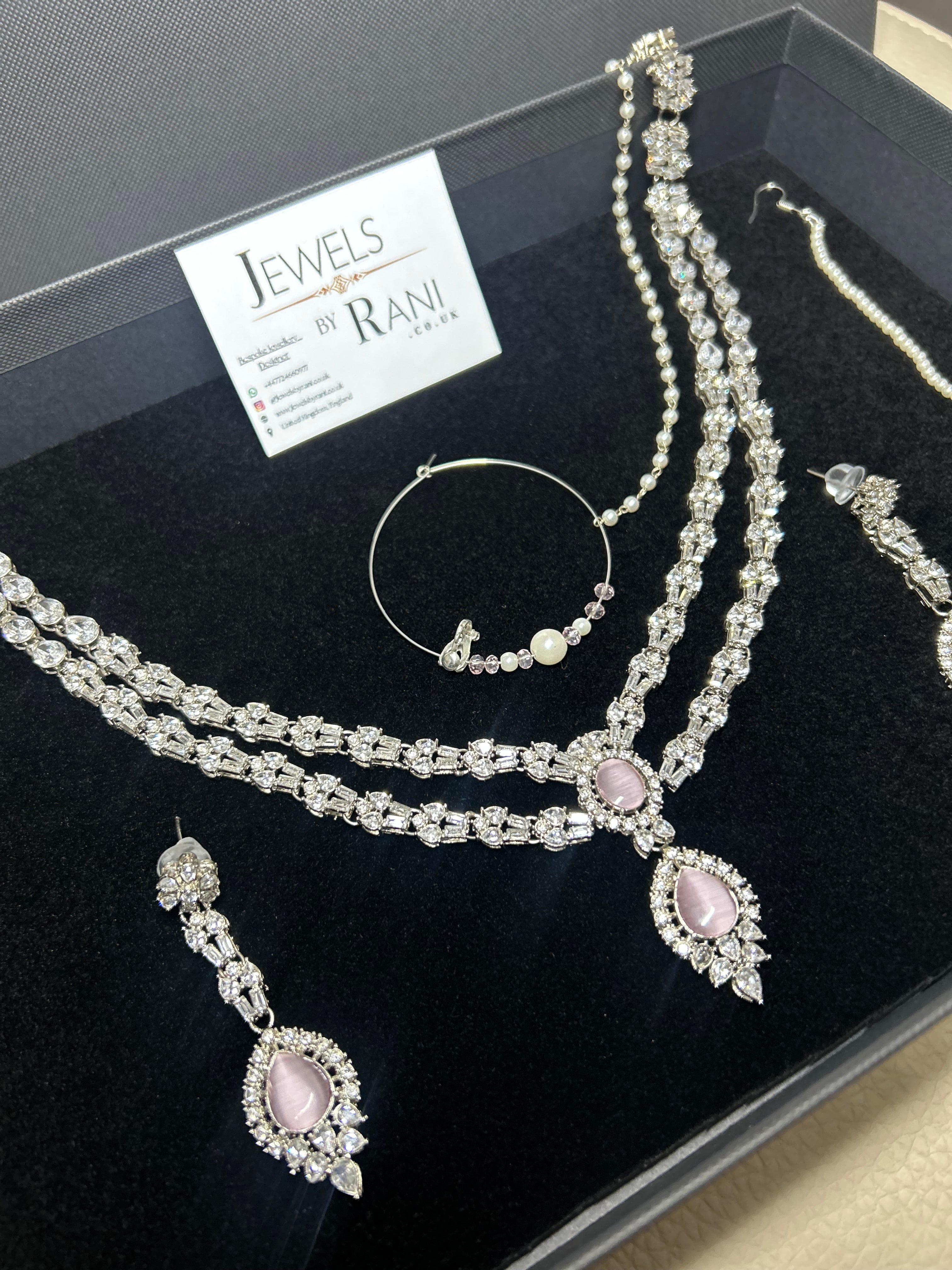 Beautiful Pink and Silver Statement Set