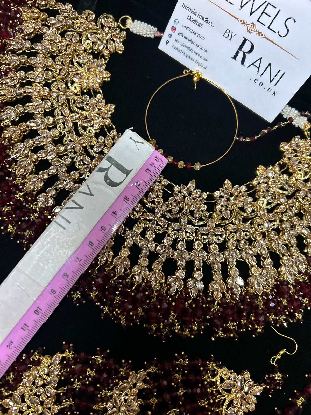 Stunning, Pakistani Trending Maroon Full Bridal Jewellery Set/ Style 87 Large Necklace