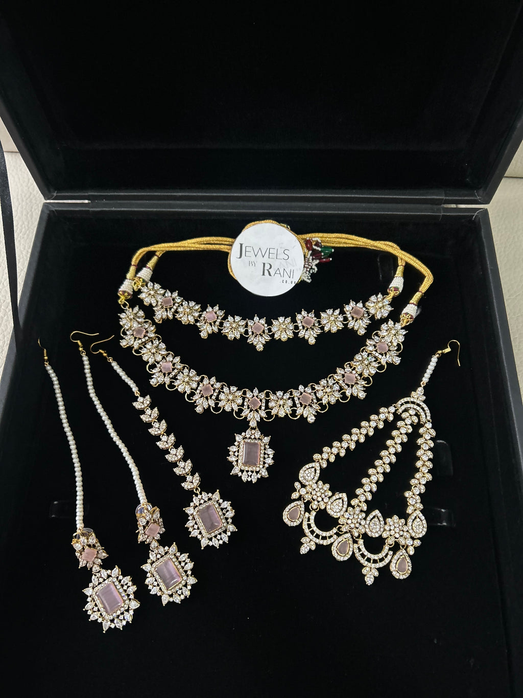 Beautiful Pink Stoned Bridal Jewellery Set Gold Plated