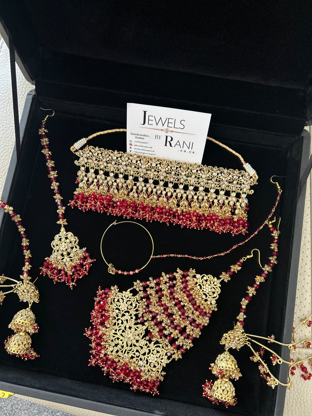 Pre order 6 Weeks - 22crt Gold Plated  - Deep Red and Gold Bridal Choker Set