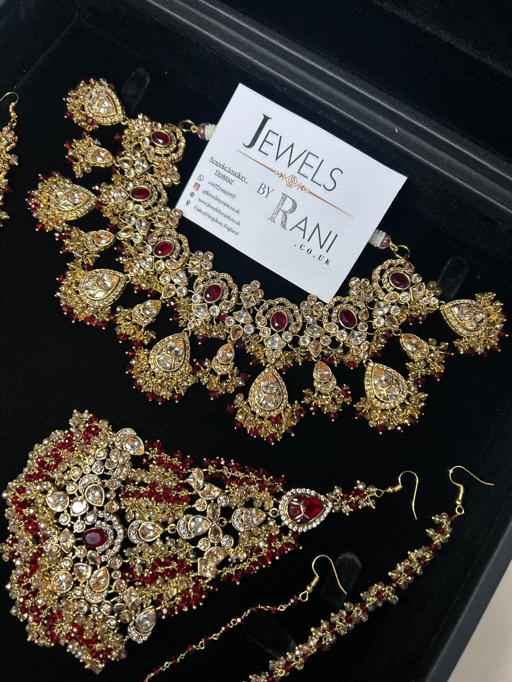 Style 4 - New Deep Red and Gold Bridal Jewellery Set