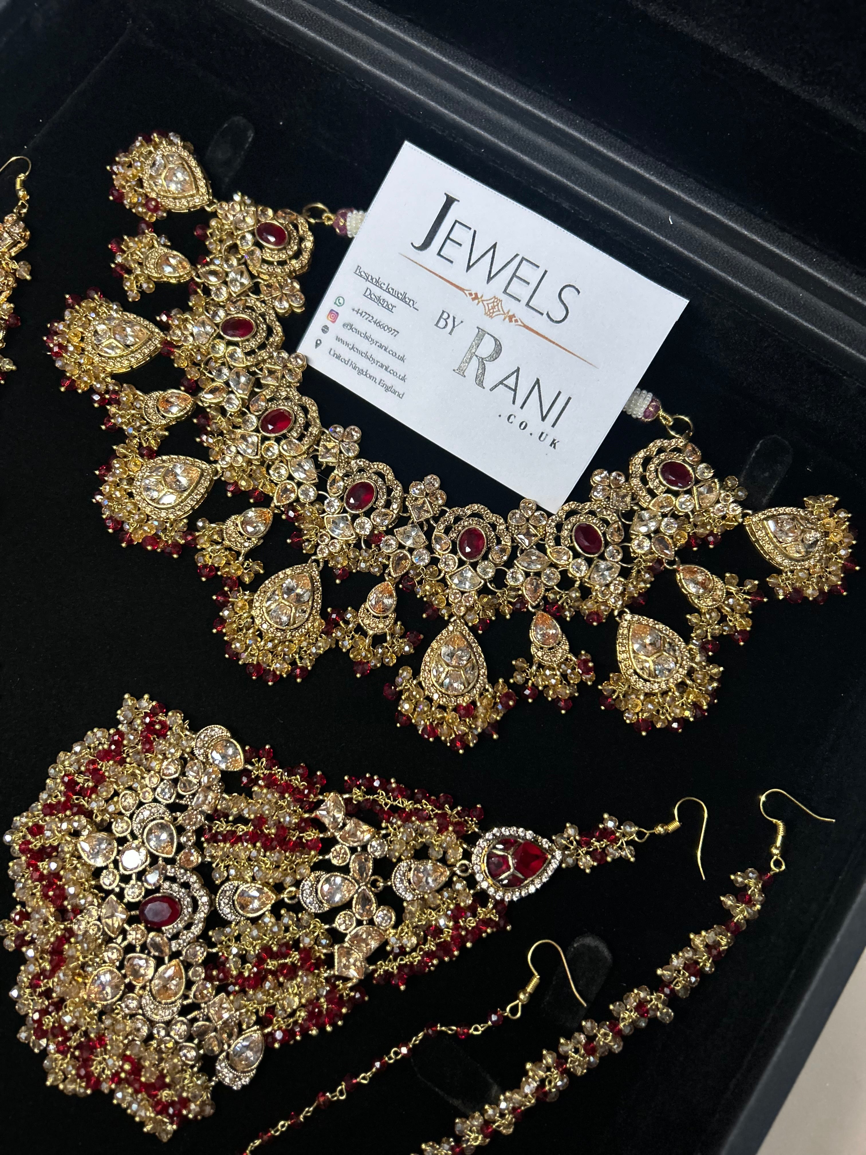 Style 4 - New Deep Red and Gold Bridal Jewellery Set