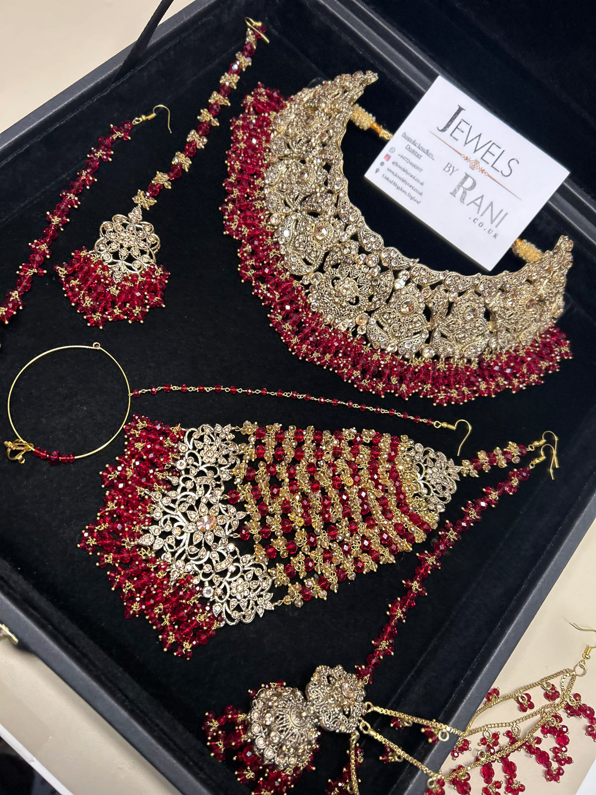 Trending Deep Red Full Bridal Jewellery Set/ Style 385