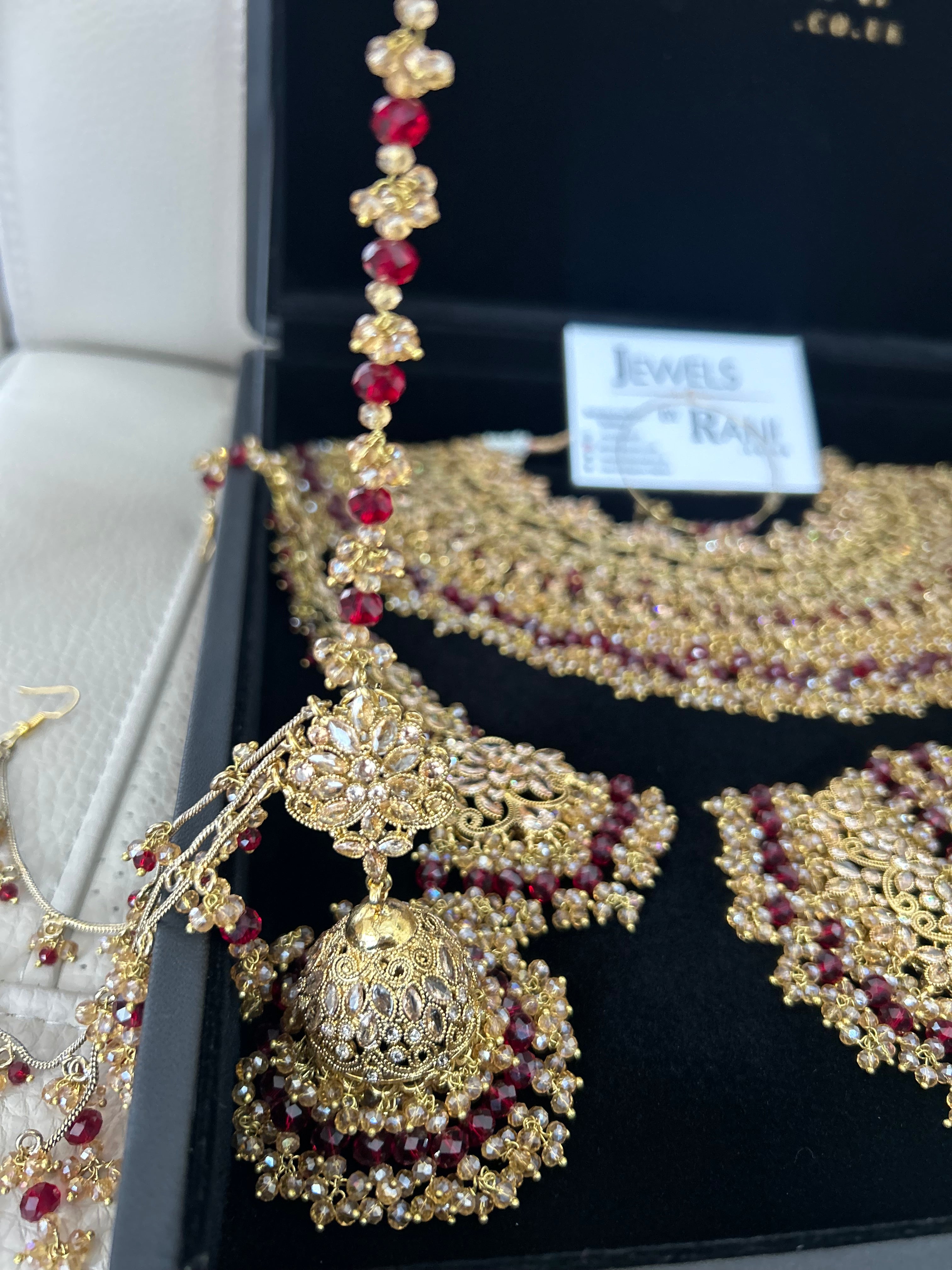 Pre order 6 Weeks - 22crt Gold Plated  - Maroon and Gold Bridal Set