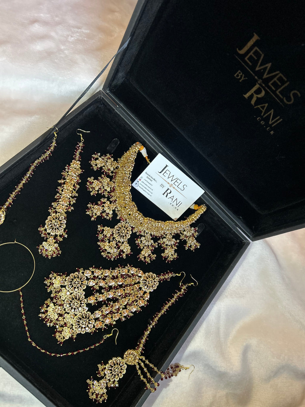 22crt Gold Plated  - Trending Maroon and Gold Choker Bridal Set Style 3862