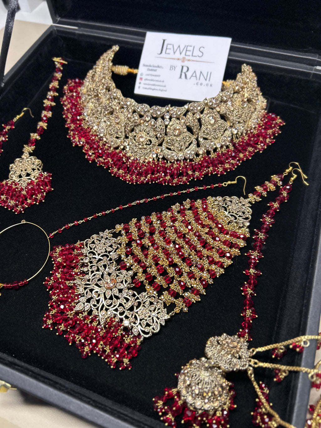 Trending Deep Red Full Bridal Jewellery Set/ Style 385