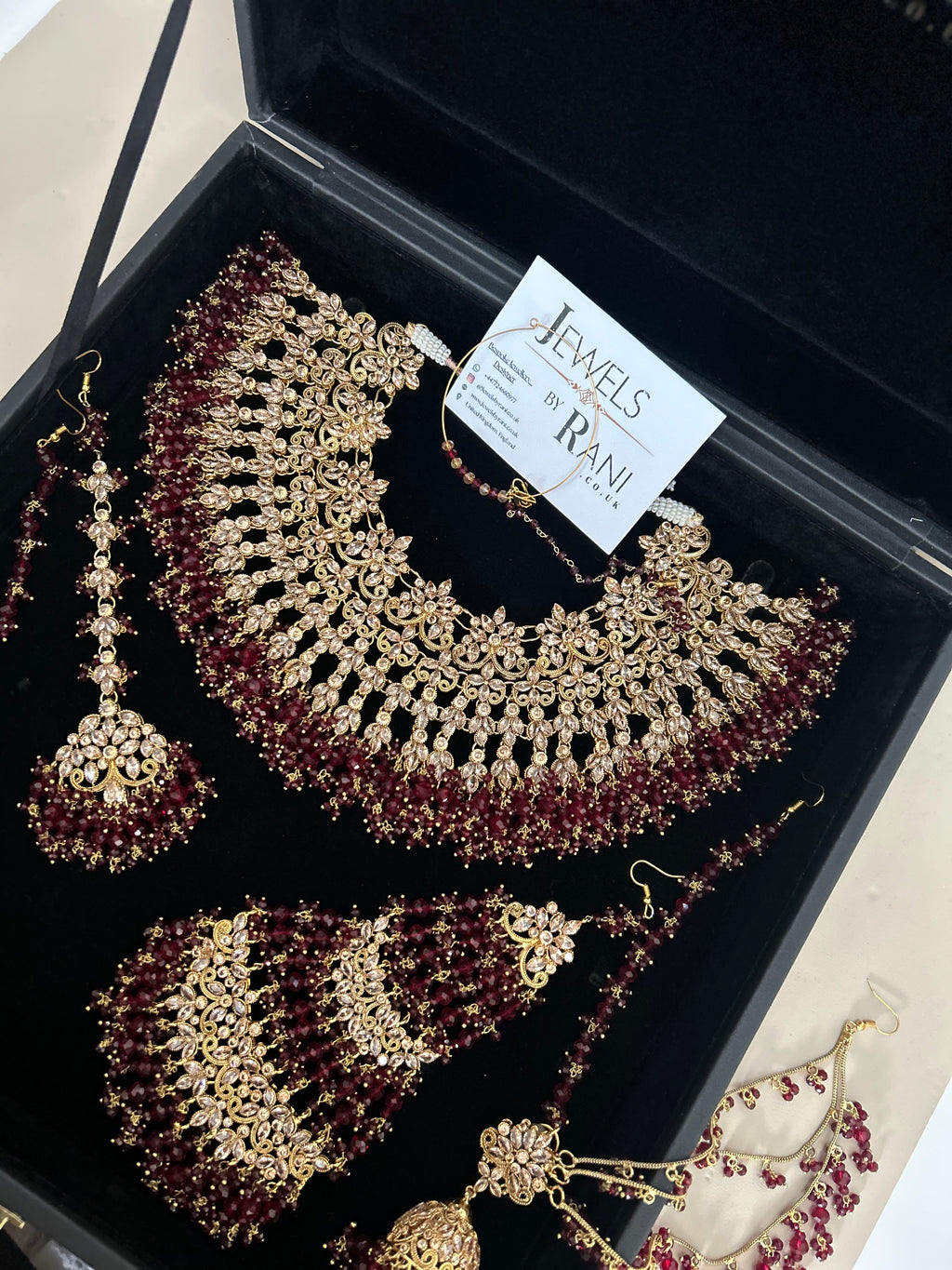 Stunning, Pakistani Trending Maroon Full Bridal Jewellery Set/ Style 87 Large Necklace