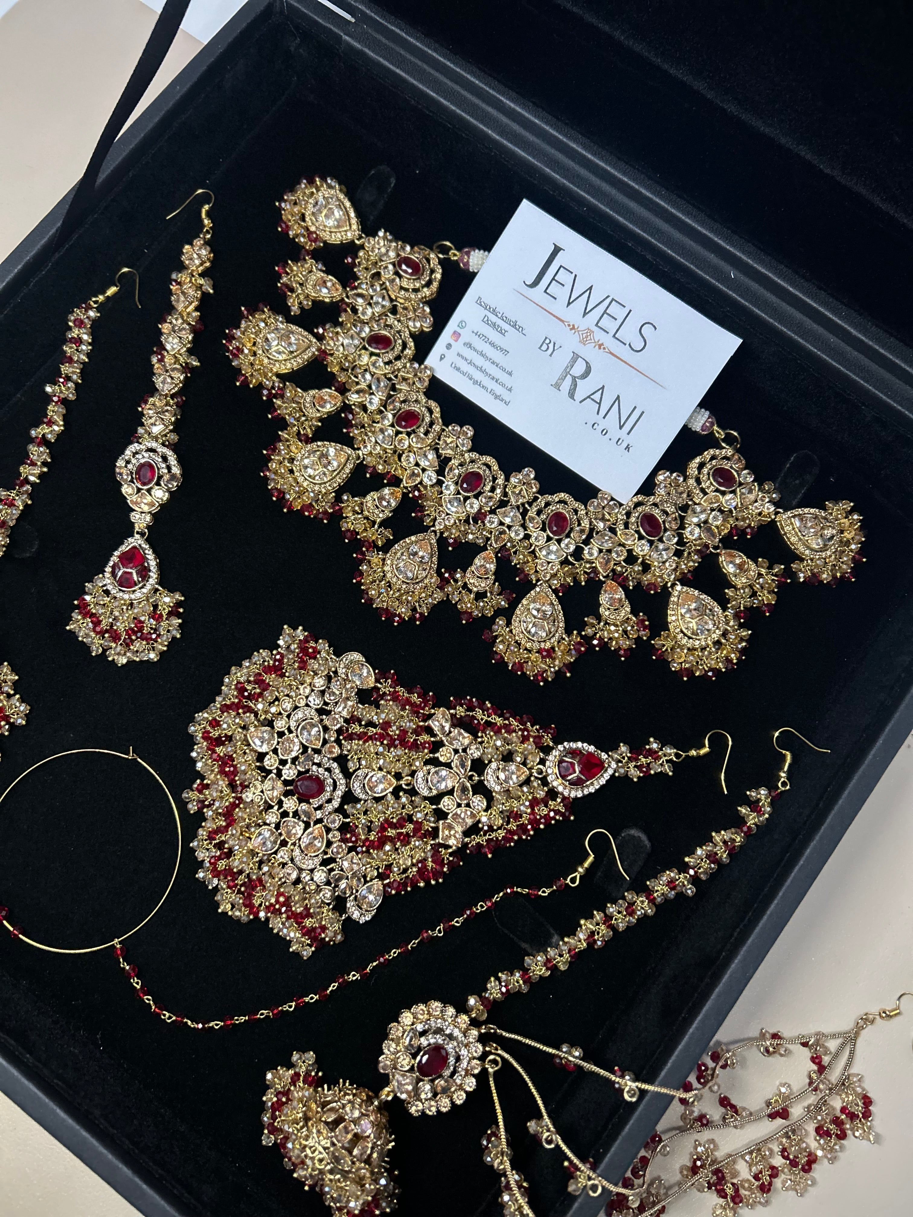 Style 4 - New Deep Red and Gold Bridal Jewellery Set