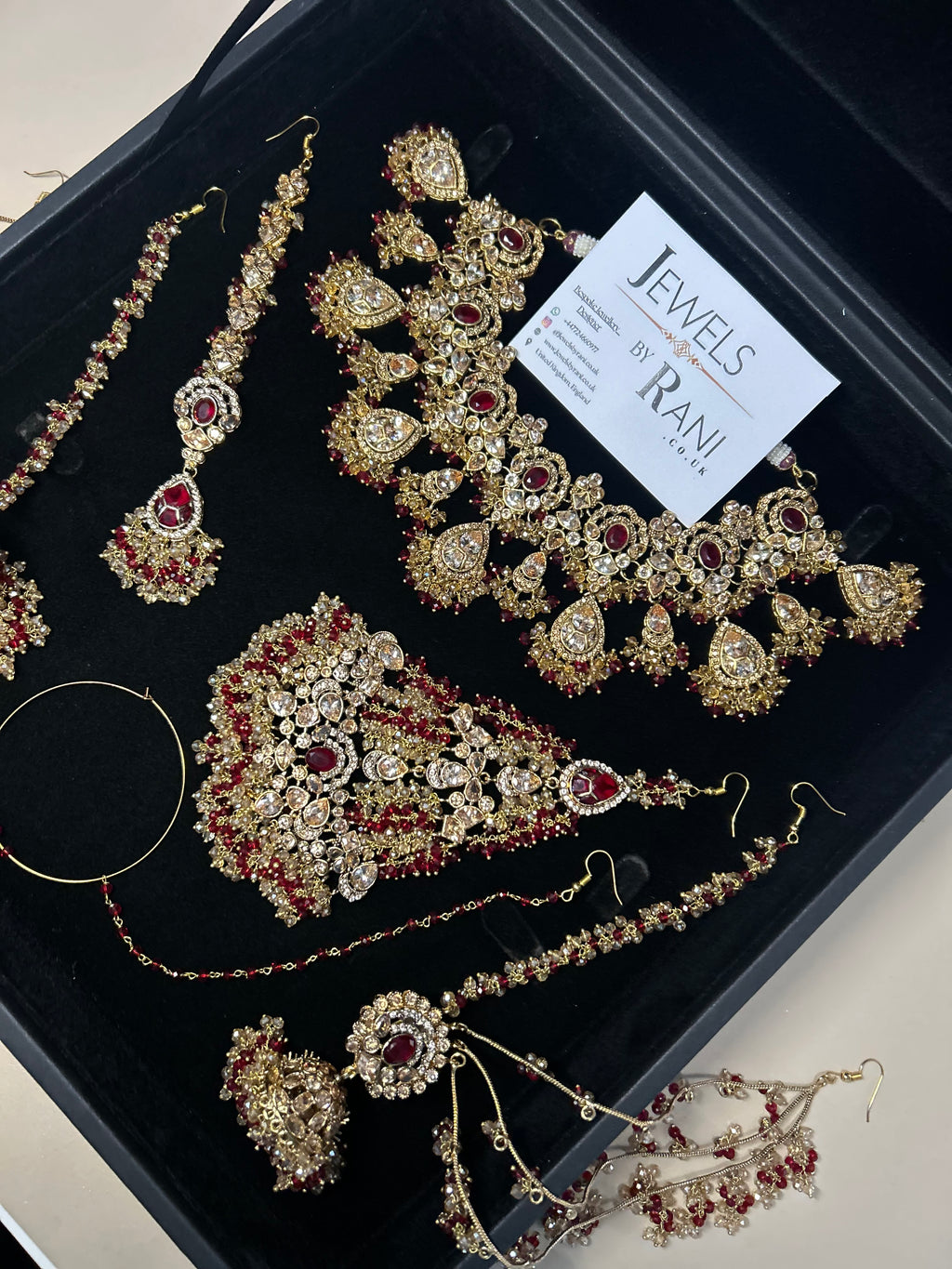 Style 4 - New Deep Red and Gold Bridal Jewellery Set