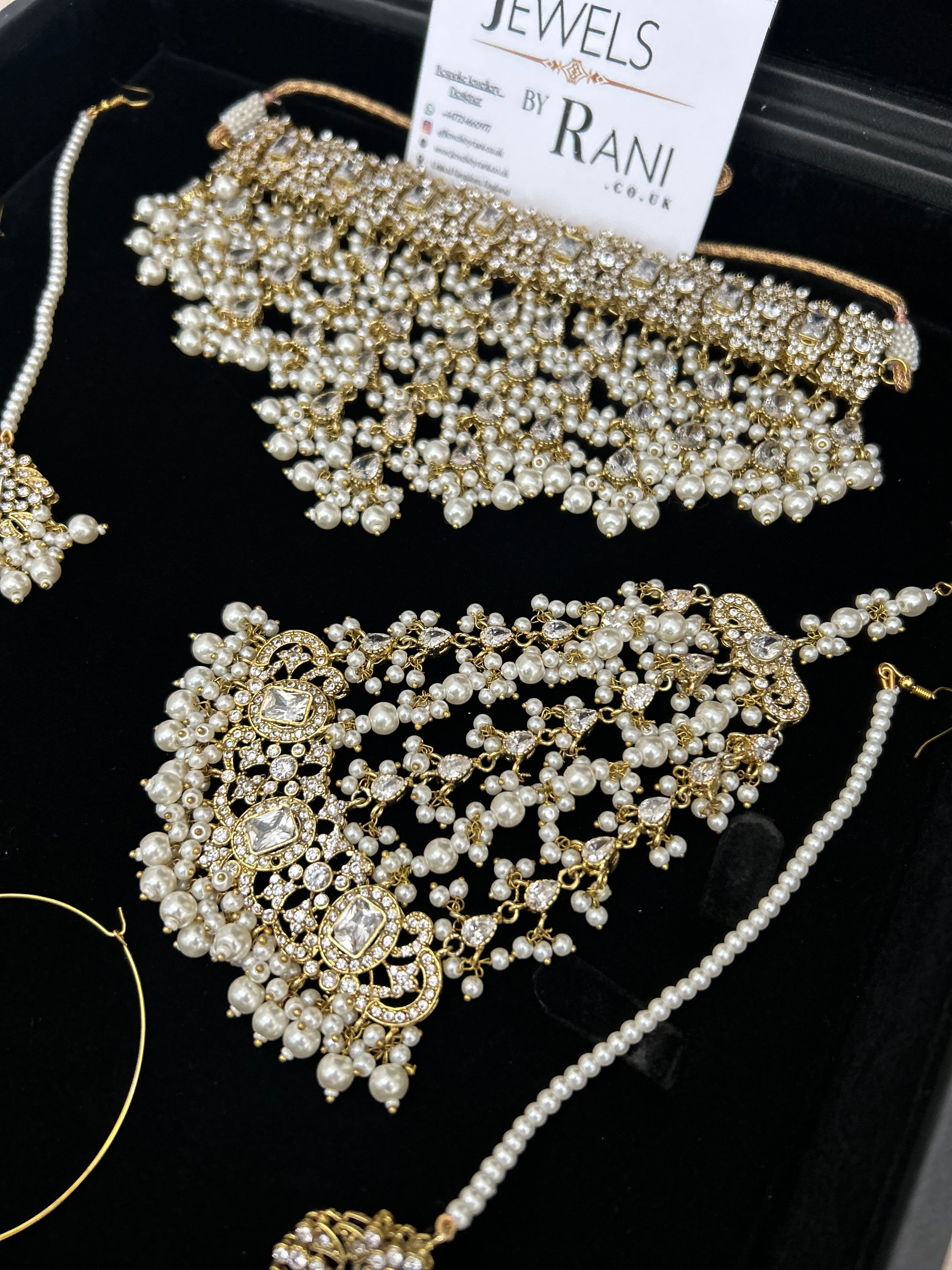 Set 1 - 2026 Gold and White Pearly Dangle Necklace