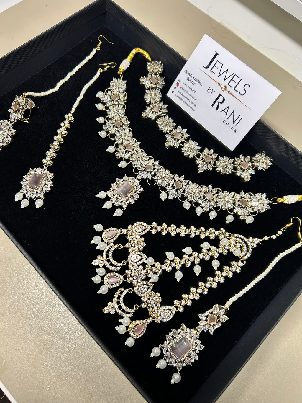 Pearly, Pink, white and Gold Choker and Necklace Set Style 5202