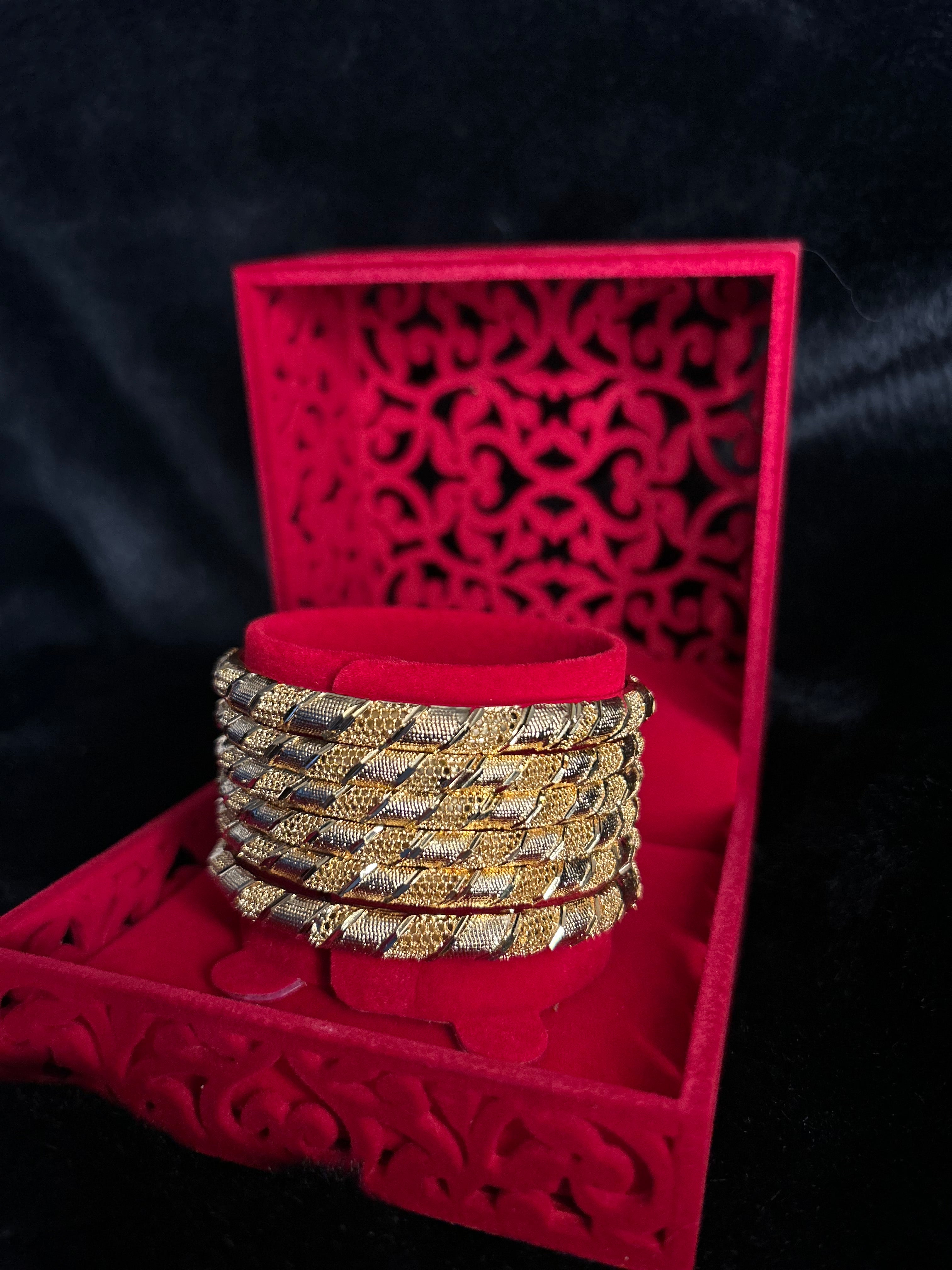 Gold Finish - Glow n Gleam Bangles - Gold Plated - 6 Bangles