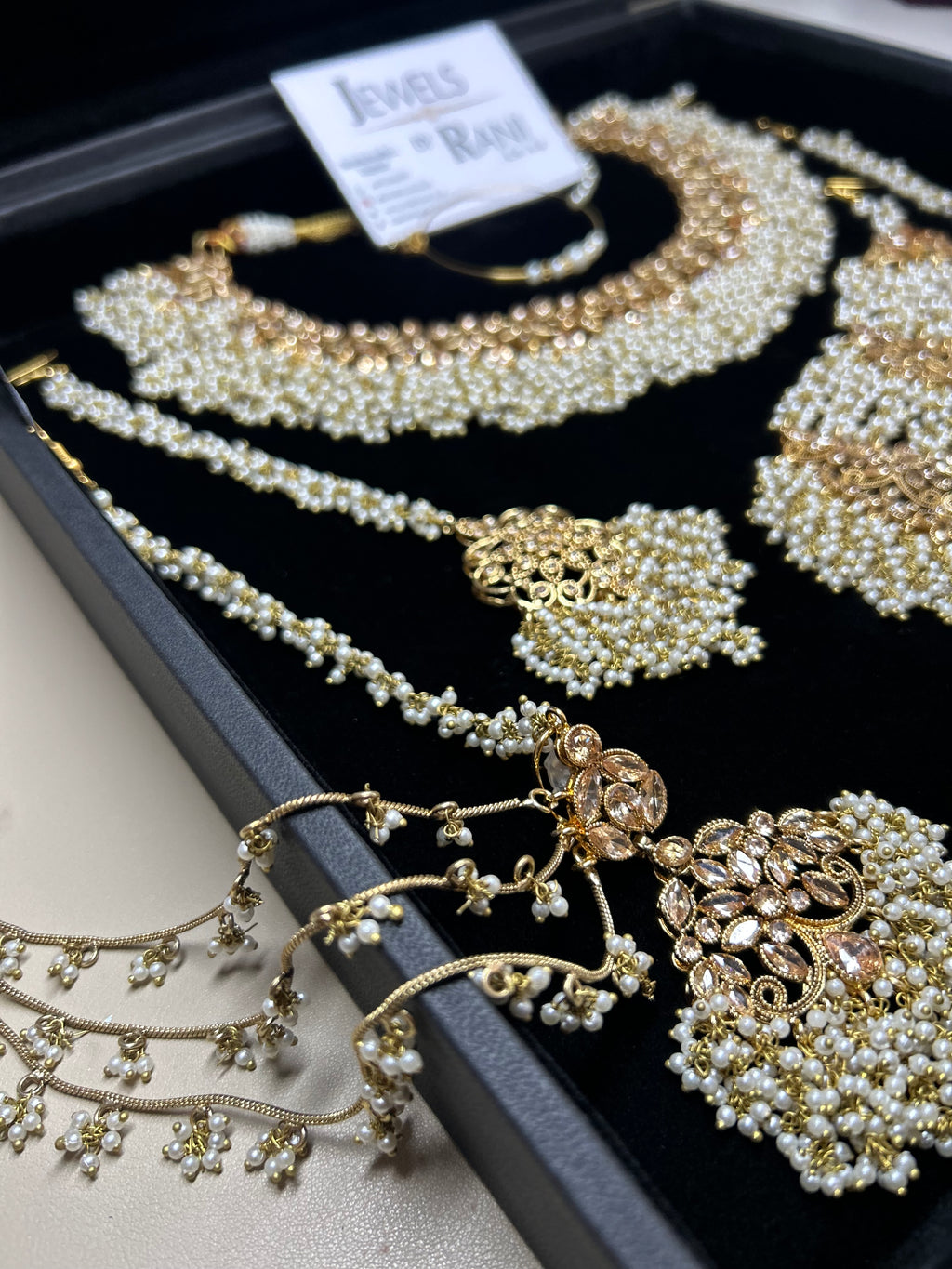 Pearly White & Gold Bridal Jewellery Set Style 429