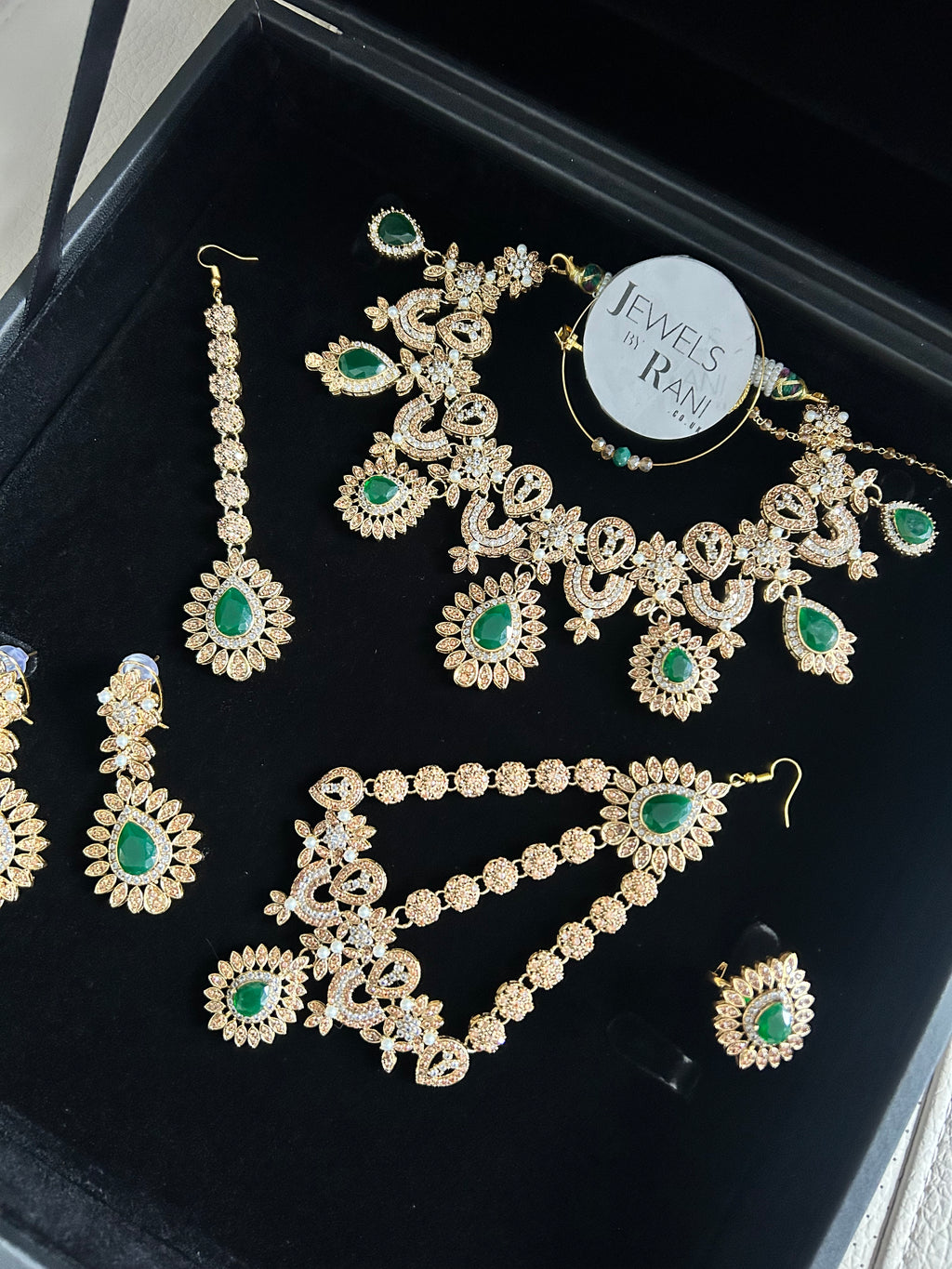 Pre Order- 24crt Gold Plated - Stunning Emerald Green Statement Set