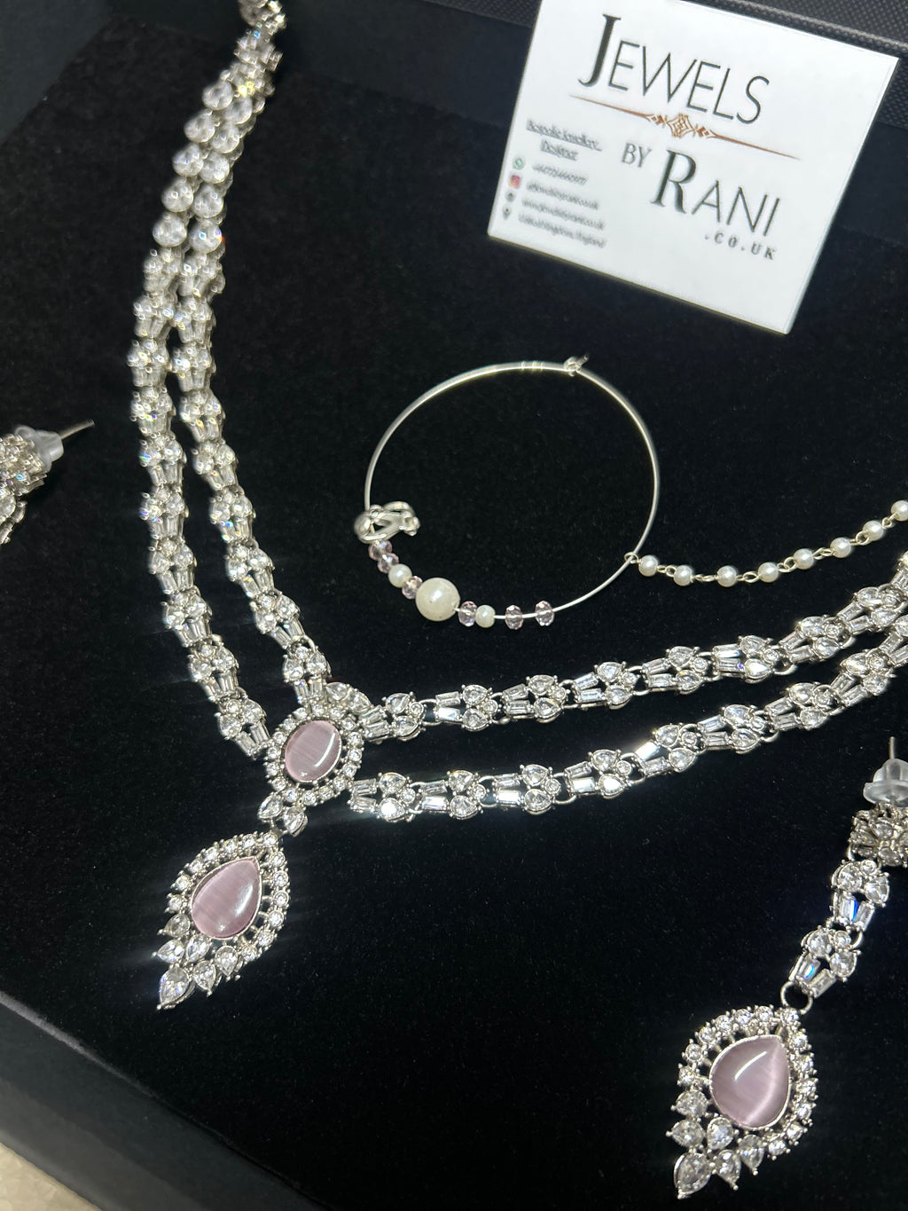 Beautiful Pink and Silver Statement Set
