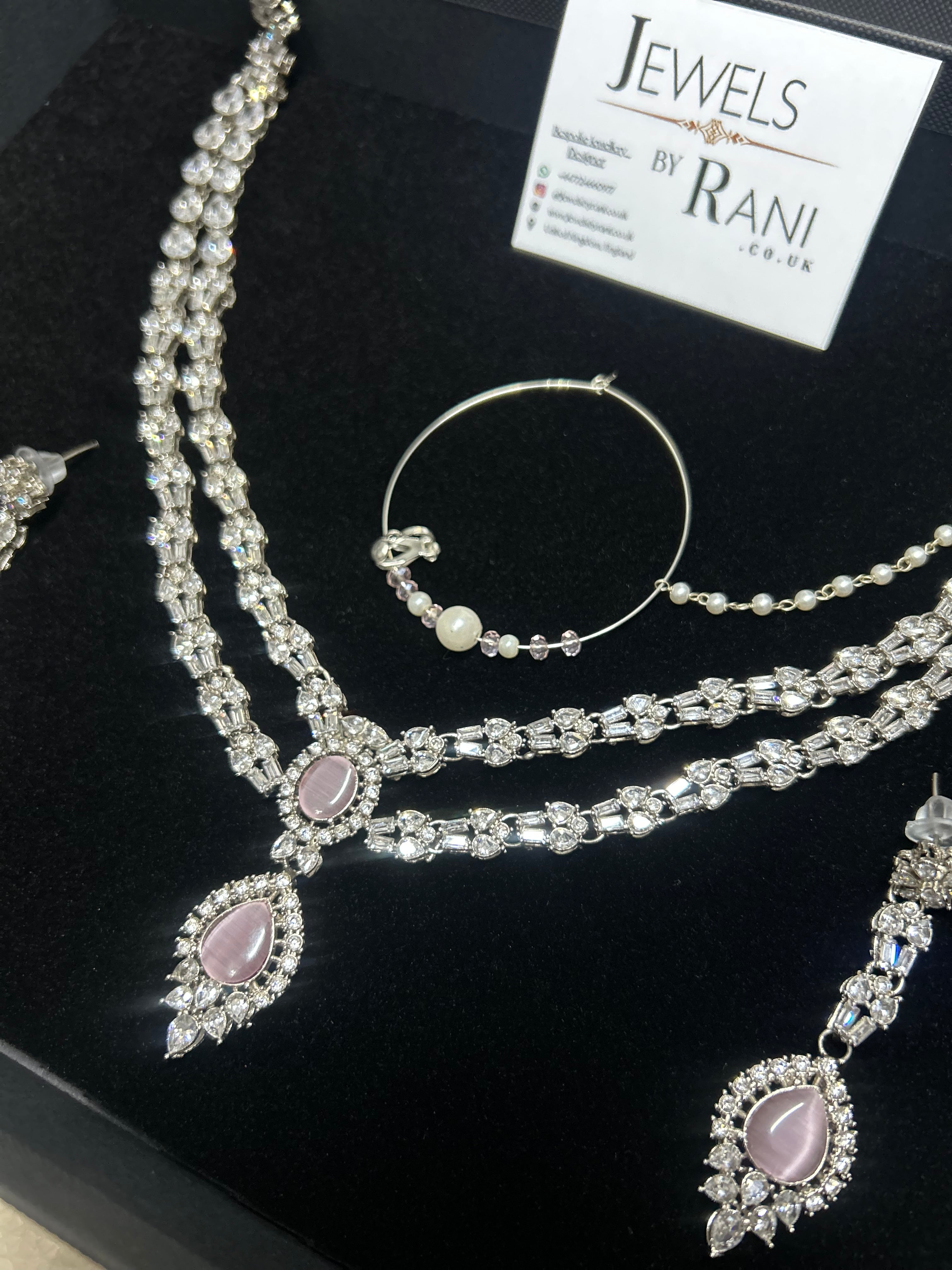 Beautiful Pink and Silver Statement Set