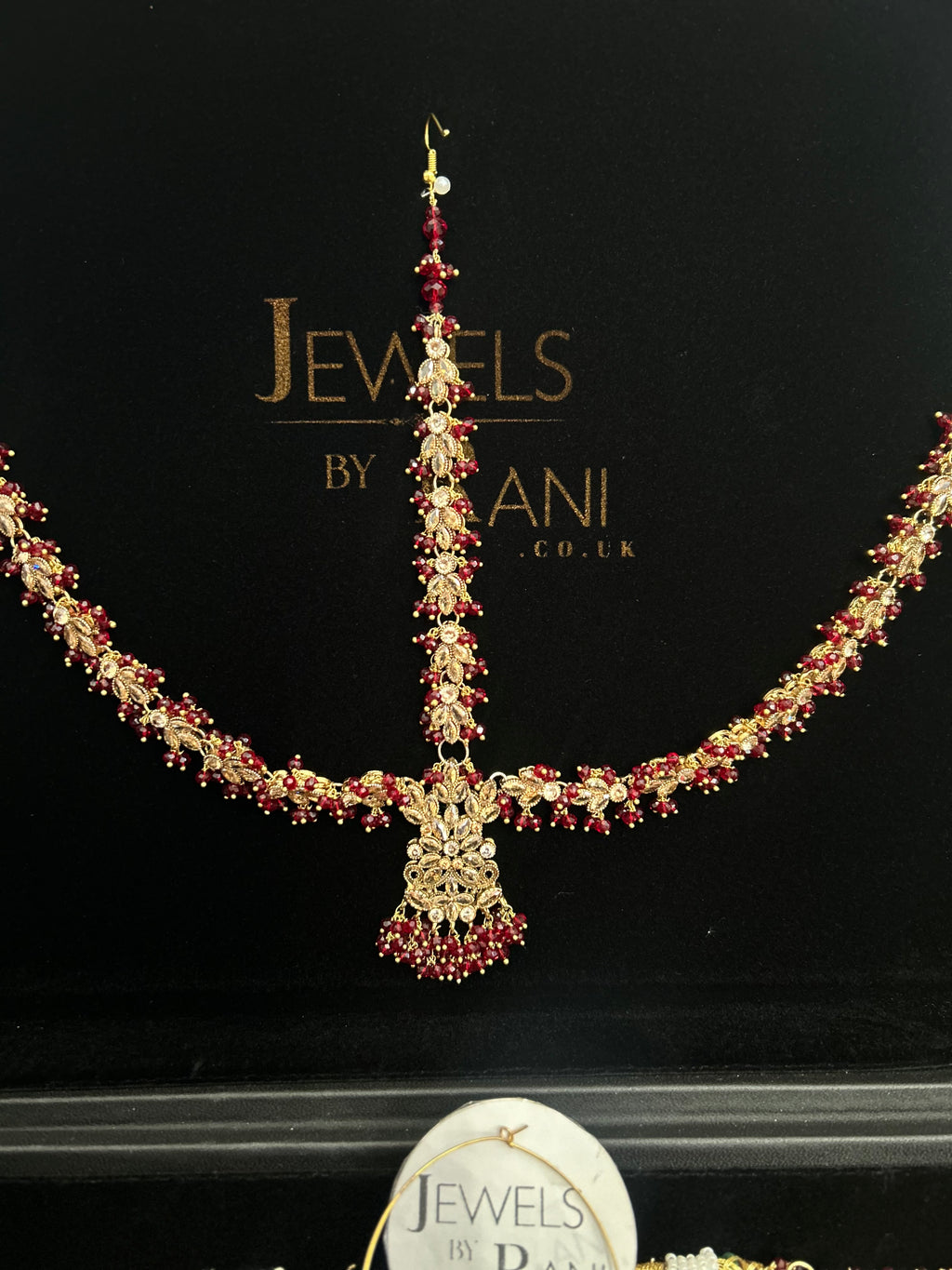 Pre Order 6 Weeks- Maroon Matha Patti Bridal Jewellery Set