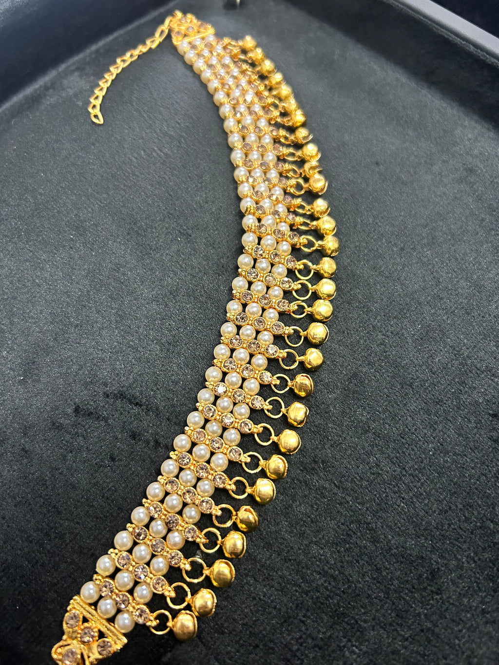 Gold and White Bell Anklet