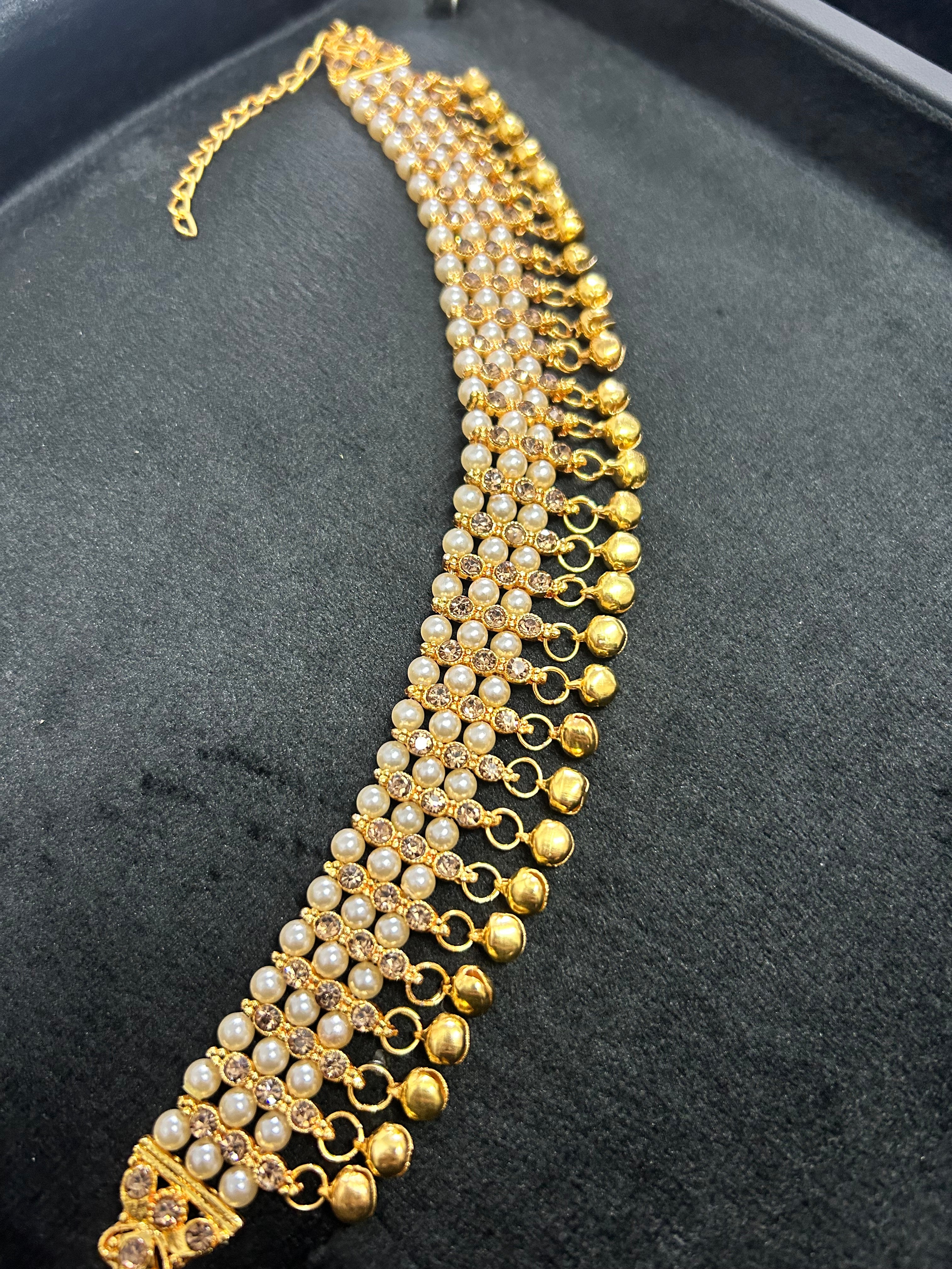 Gold and White Bell Anklet