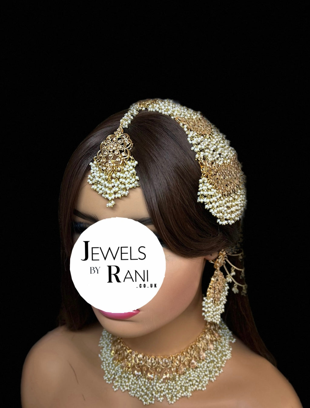 Pearly White & Gold Bridal Jewellery Set Style 429