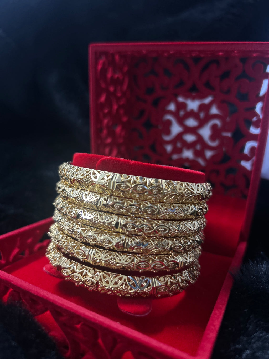 Gold Finish -Majestic - Gold Plated - 6 Bangles