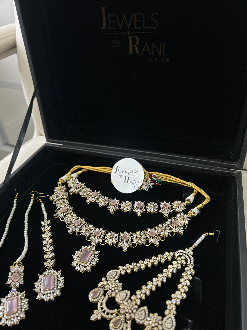 Beautiful Pink Stoned Bridal Jewellery Set Gold Plated