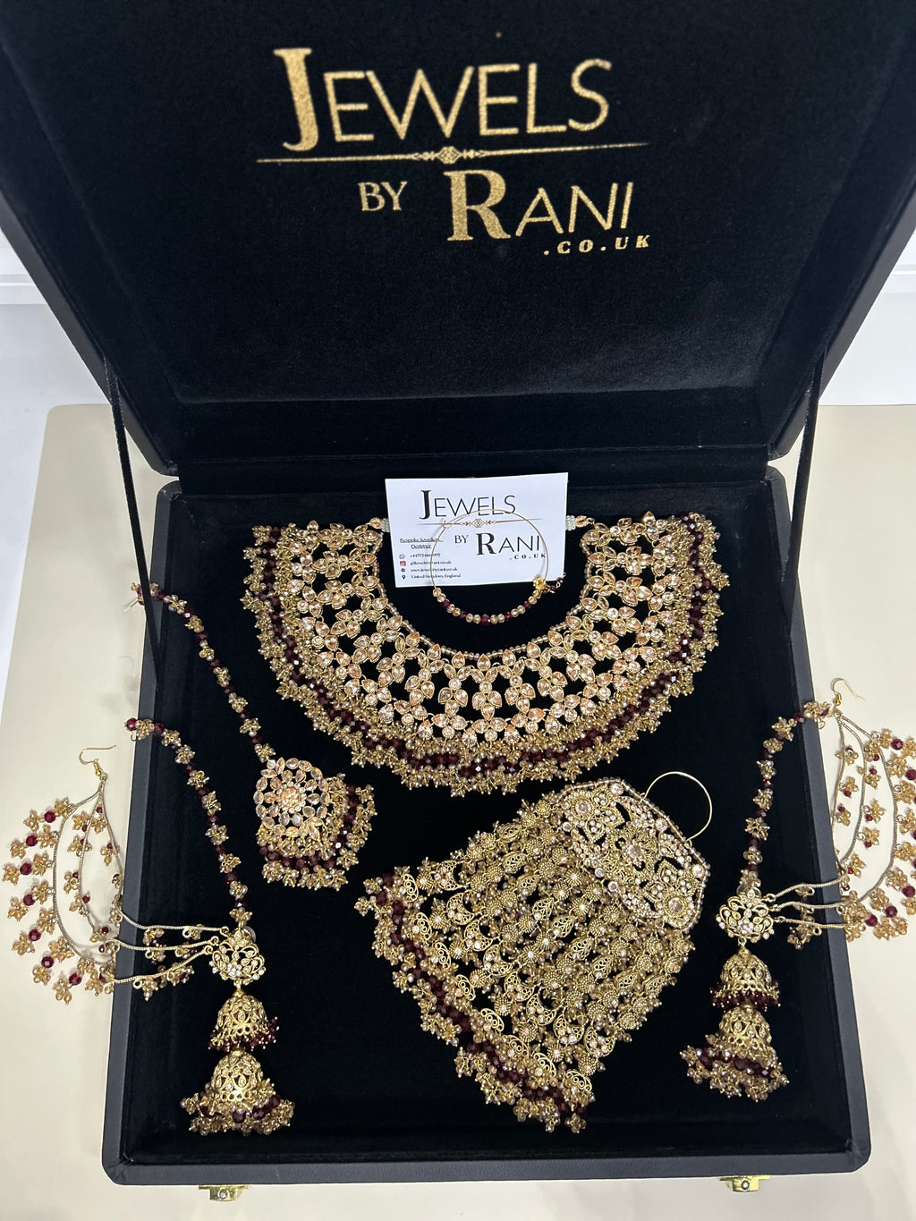 PRE ORDER: 6 Week Making time- Beautiful Maroon & Gold 22 crt Gold Plated Bridal Jewellery Set