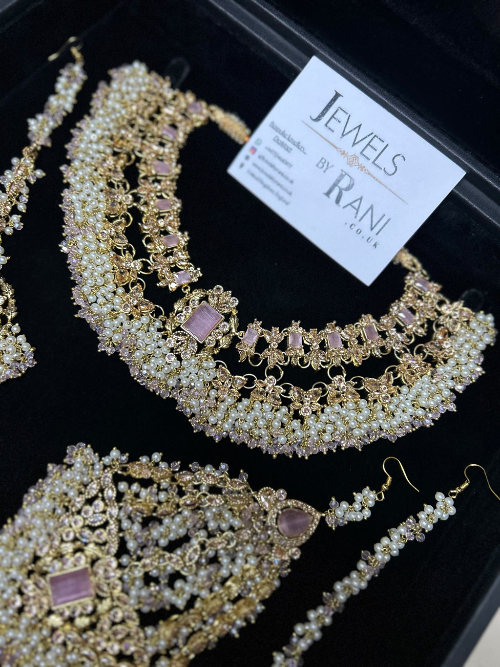 New Pink and White Choker or Necklace Set - Style 994