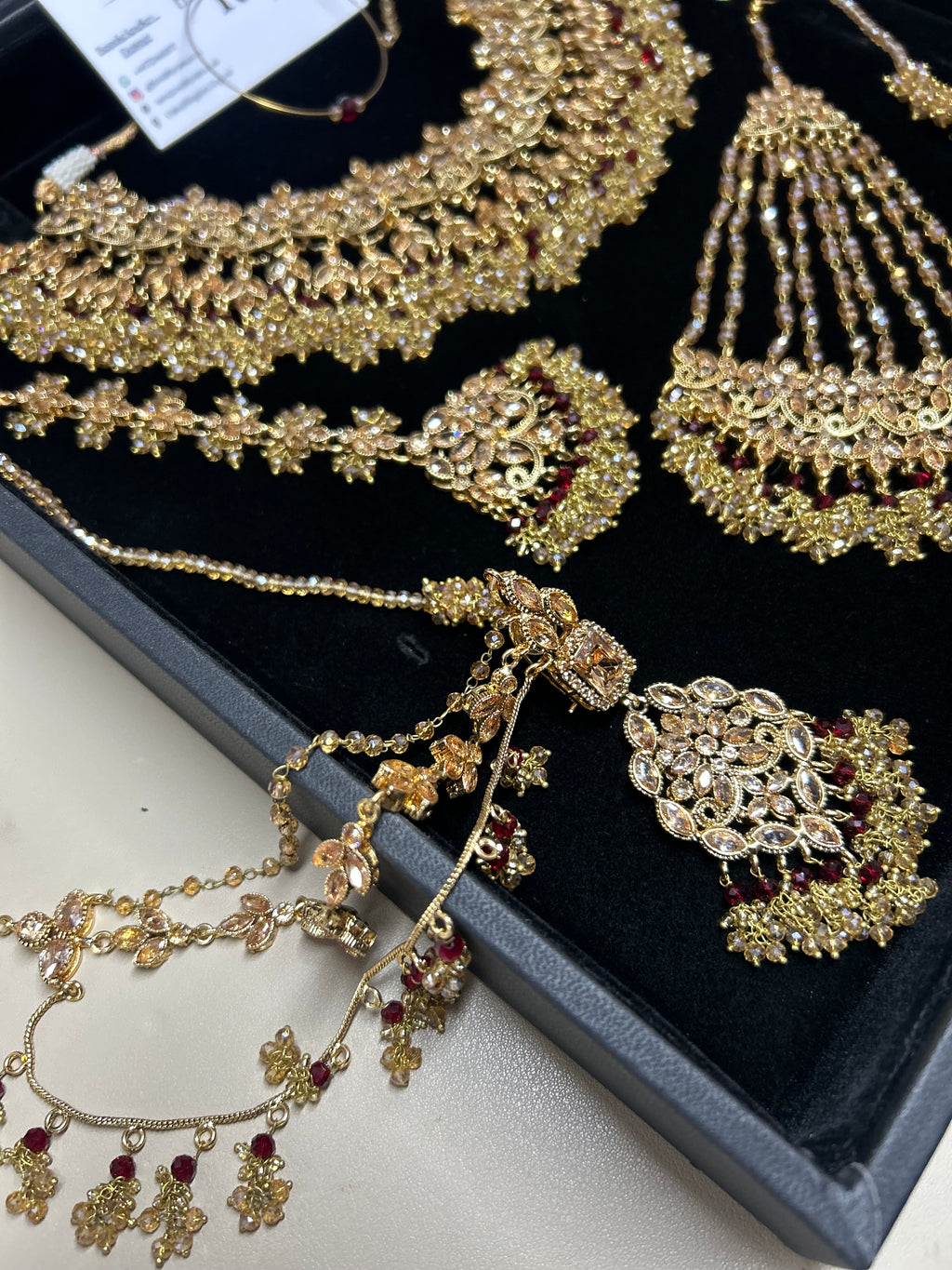 Gold and Maroon Bridal Jewellery Set Style 693