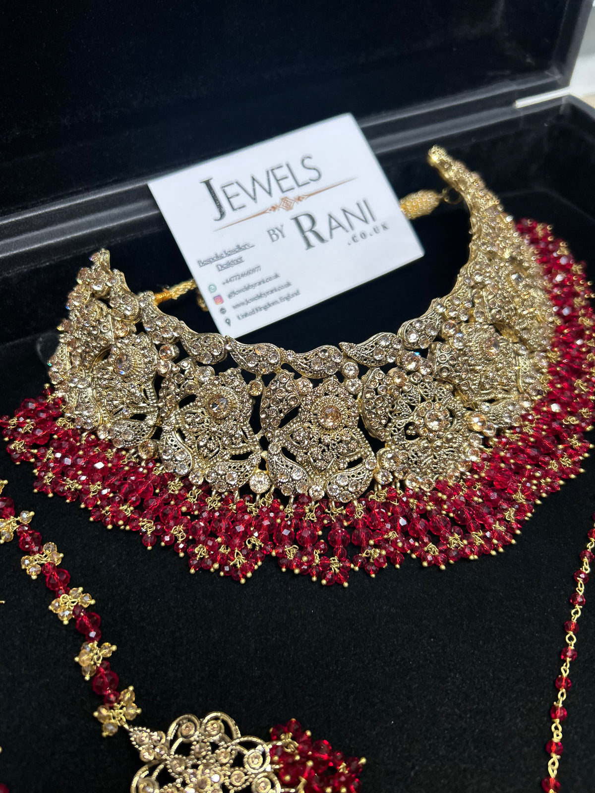Trending Deep Red Full Bridal Jewellery Set/ Style 385