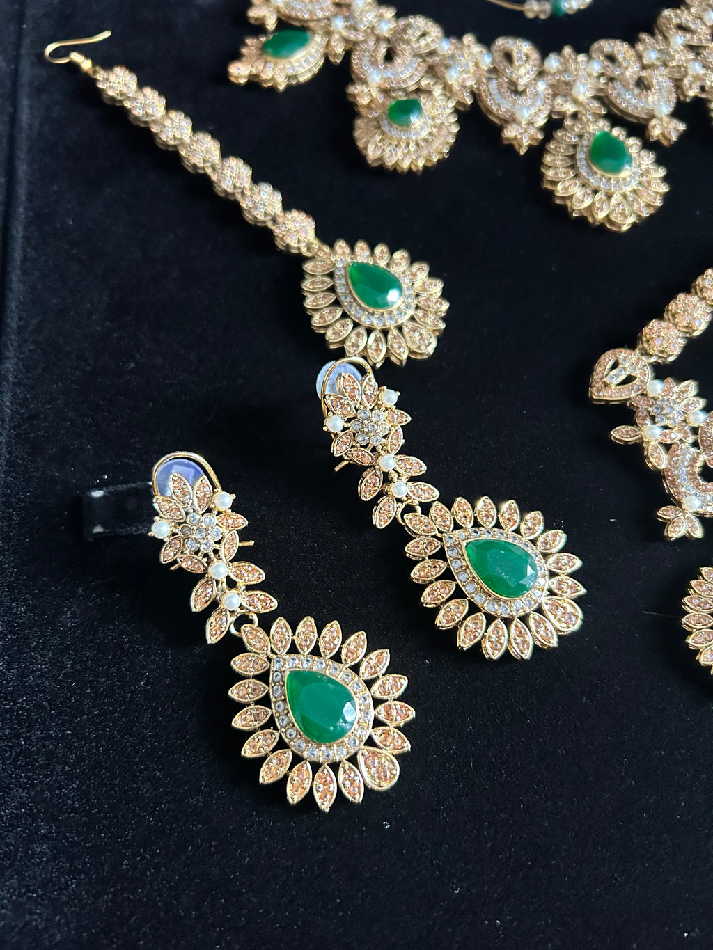 Pre Order- 24crt Gold Plated - Stunning Emerald Green Statement Set